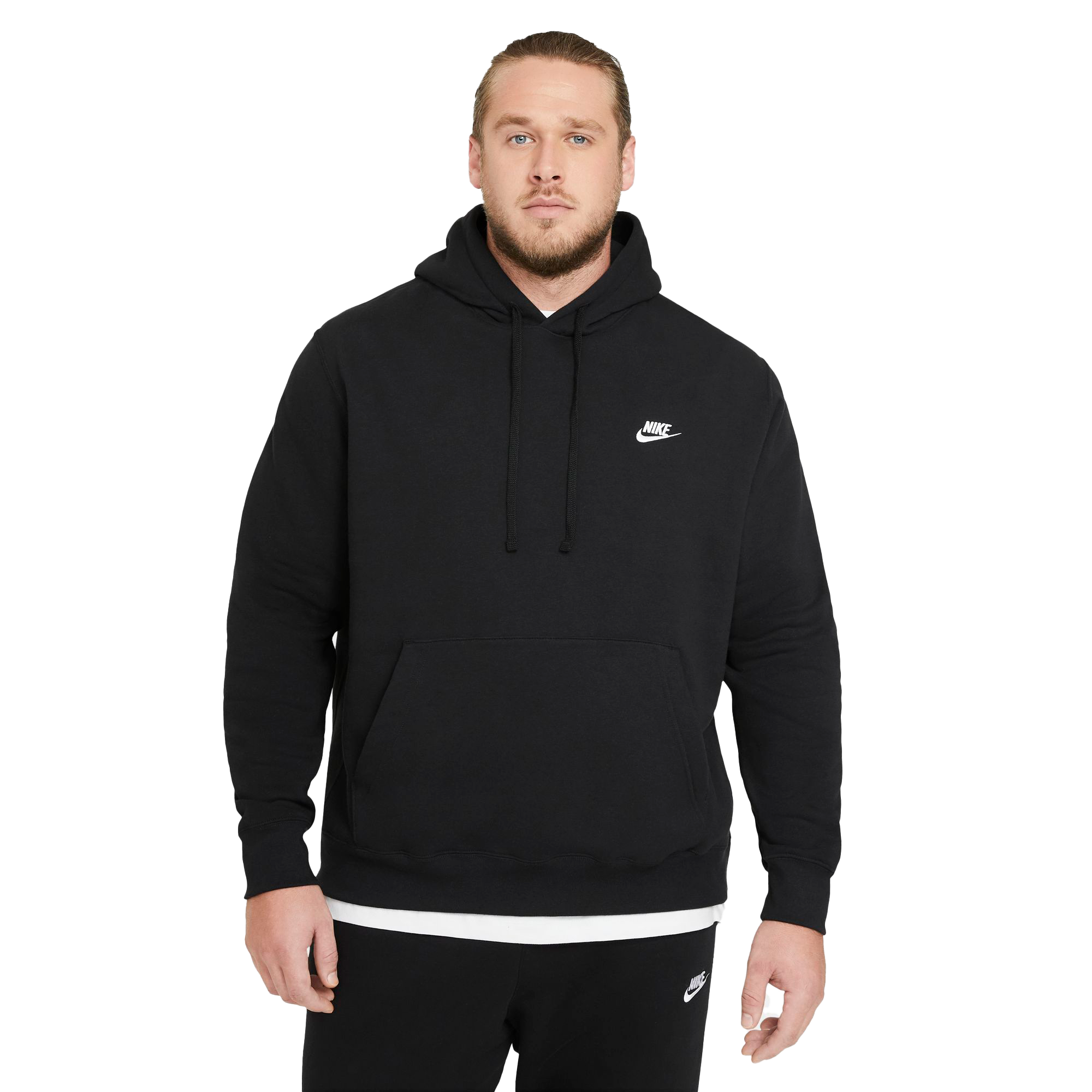 Nike Men's Big & Tall Sportswear Club Fleece "Black" Pullover Hoodie - BLACK Thumbnail View 1