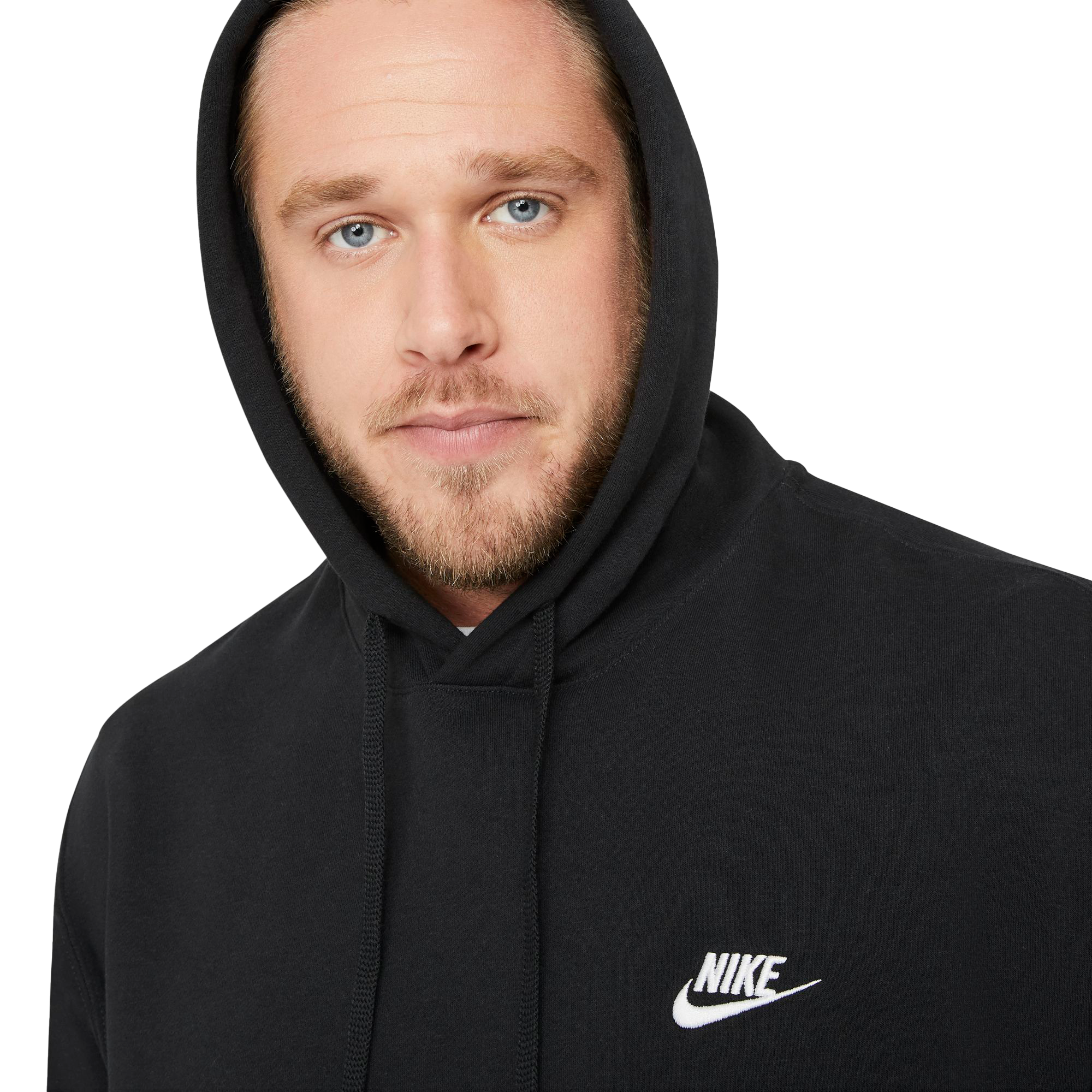 Nike Men's Big & Tall Sportswear Club Fleece "Black" Pullover Hoodie - BLACK Thumbnail View 3