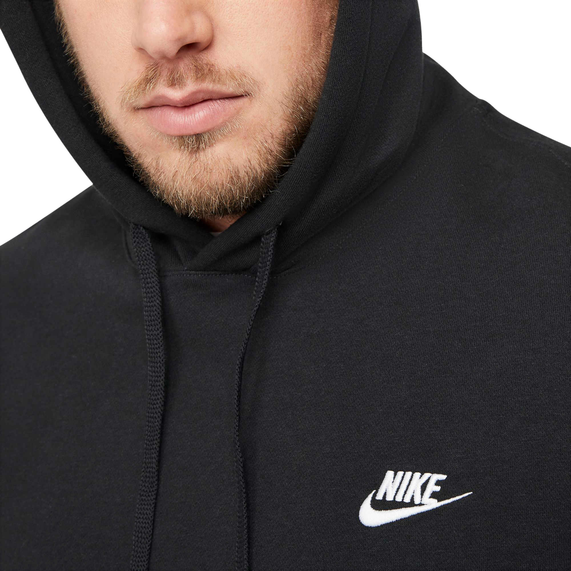Nike Men's Big & Tall Sportswear Club Fleece "Black" Pullover Hoodie - BLACK Thumbnail View 4