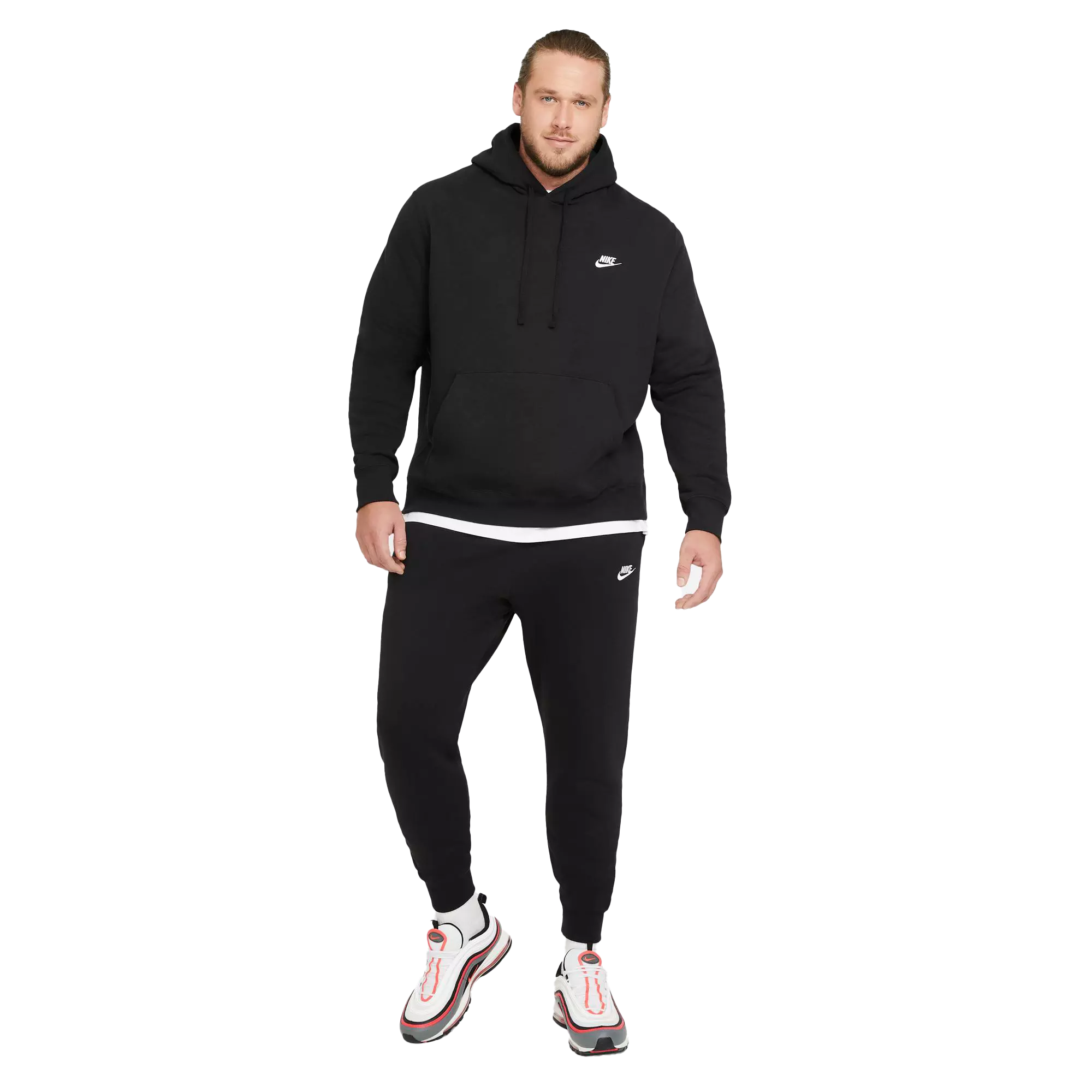 Nike Men's Big & Tall Sportswear Club Fleece "Black" Pullover Hoodie - BLACK