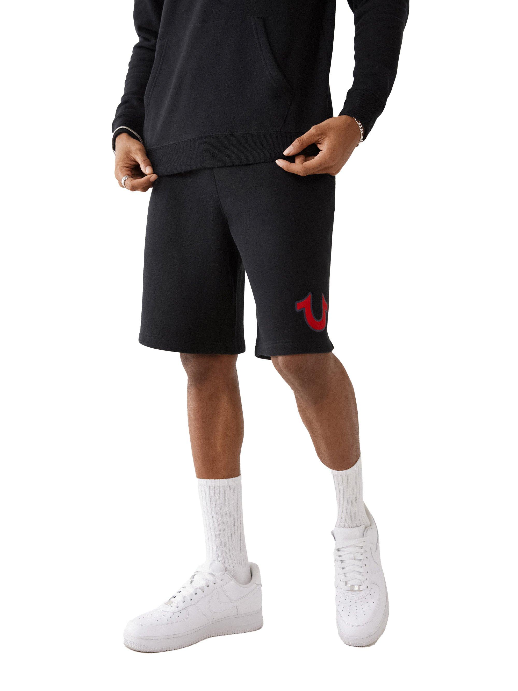 True Religion Men's Core Logo Fleece Short-Black