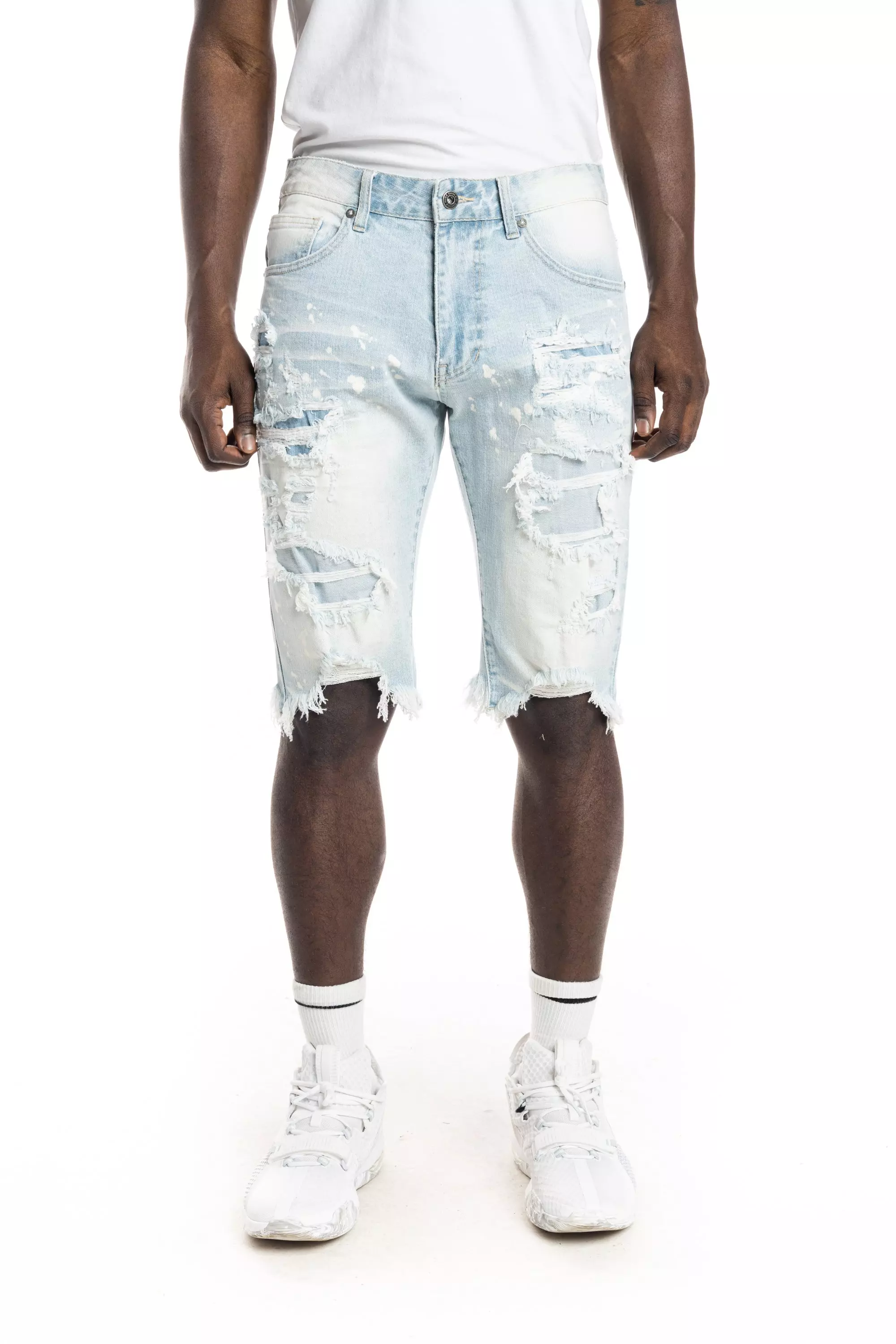 Smoke Rise Essentials Denim Shorts - Speckle Blue - BLUE