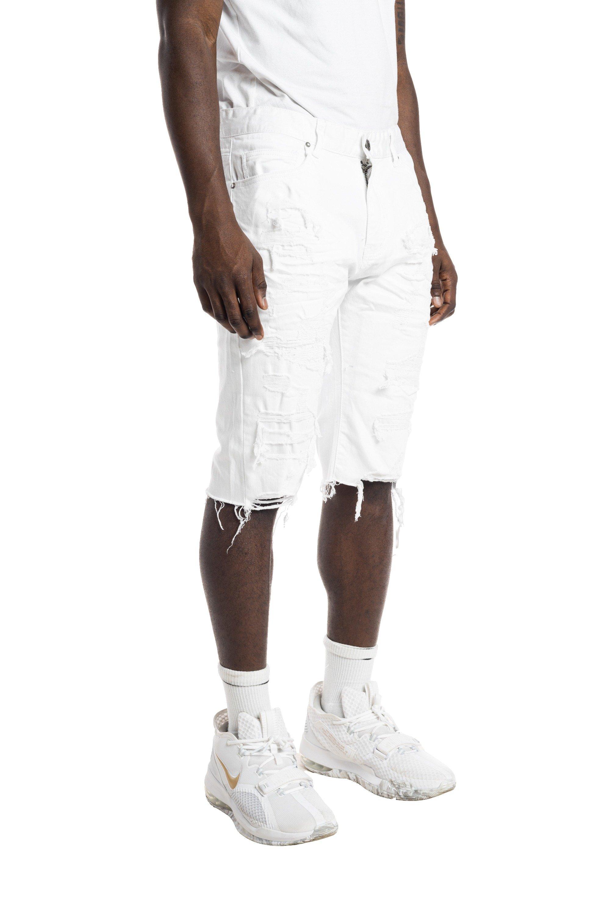 Smoke Rise Essentials Denim Shorts - White - WHITE Thumbnail View 3