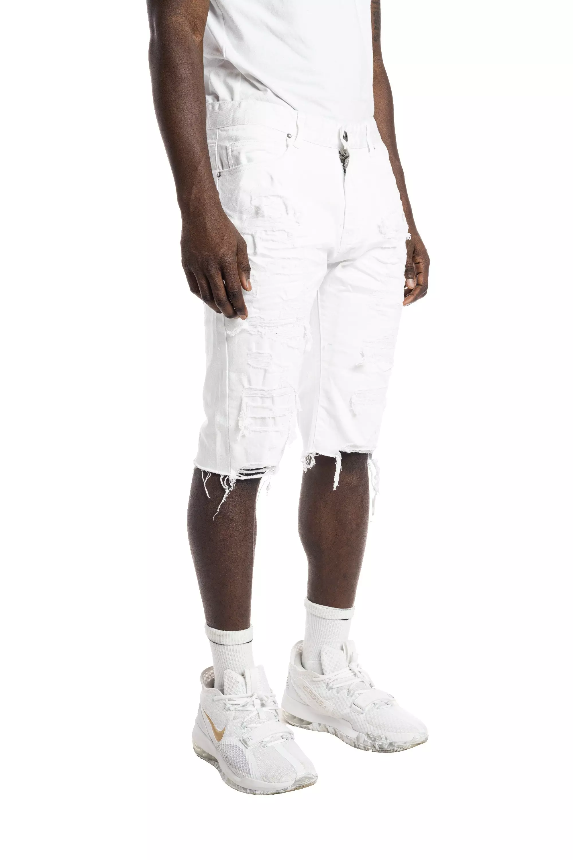 Smoke Rise Essentials Denim Shorts - White - WHITE