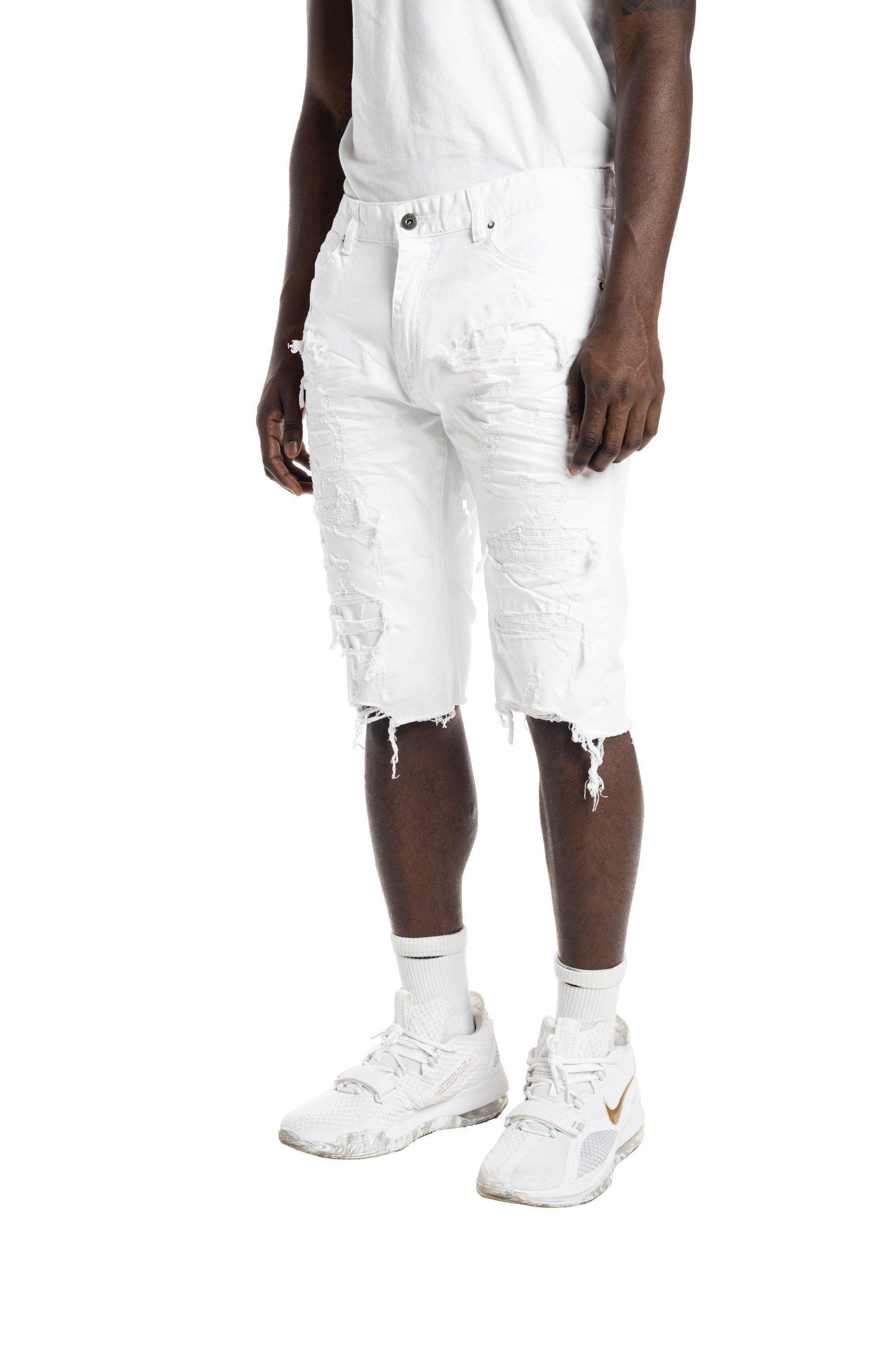 Smoke Rise Essentials Denim Shorts - White - WHITE Thumbnail View 4