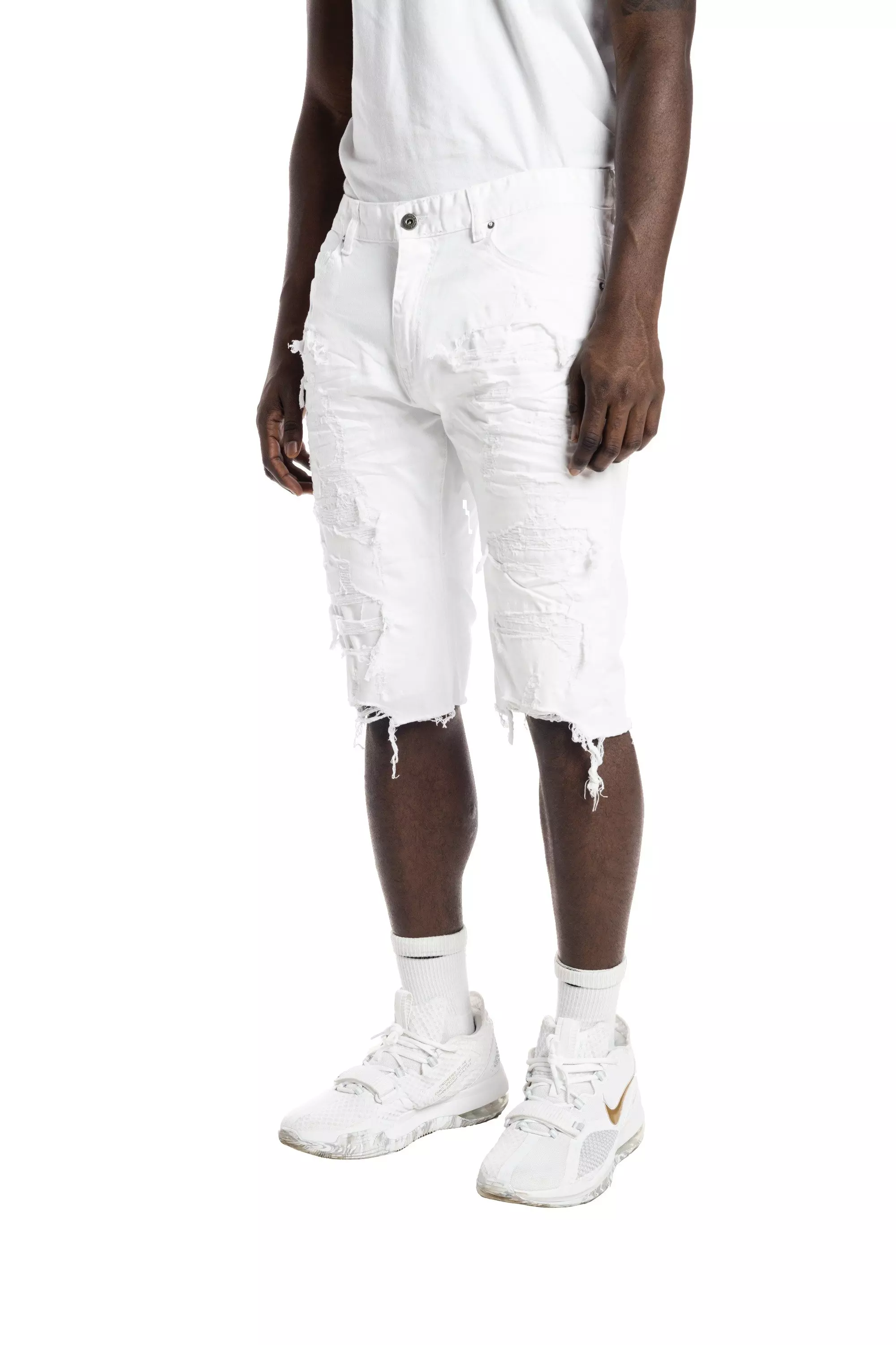 Smoke Rise Essentials Denim Shorts - White - WHITE