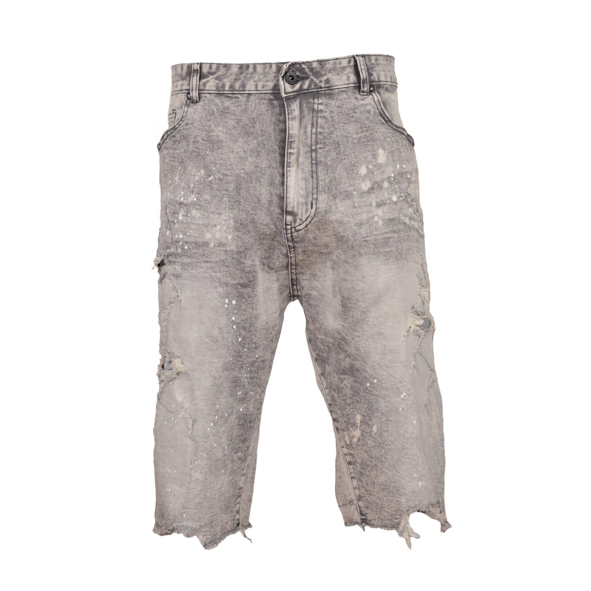 Smoke Rise Men's Rip And Repair Denim Shorts - Light Grey - GREY Thumbnail View 1