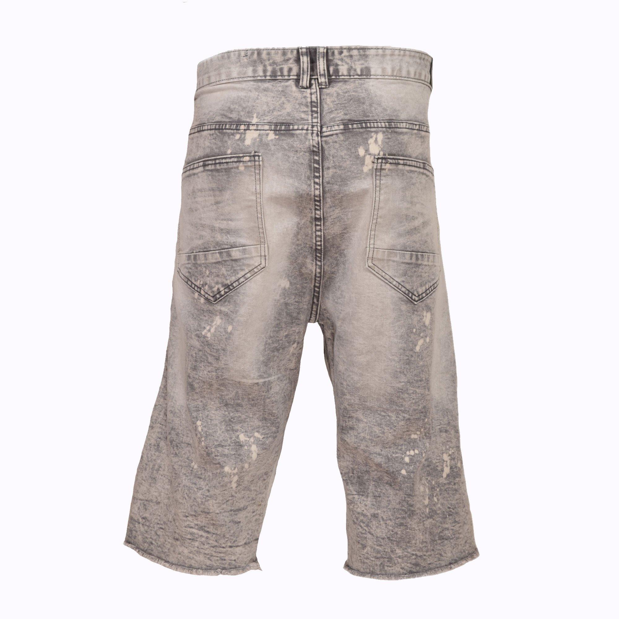 Smoke Rise Men's Rip And Repair Denim Shorts - Light Grey - GREY Thumbnail View 2