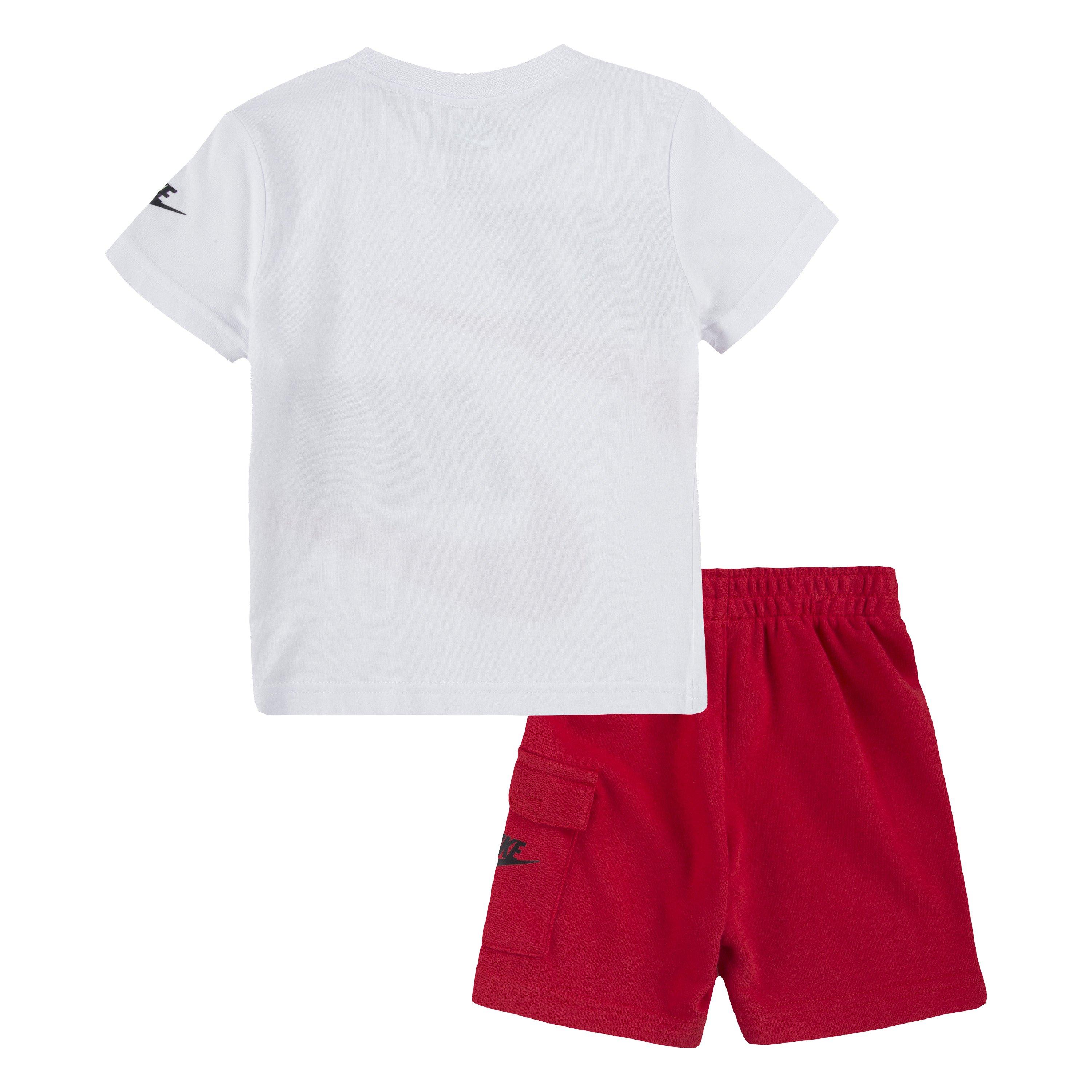 Nike Little Boys' Sportswear Cargo Short Set-Red/White - RED Thumbnail View 2