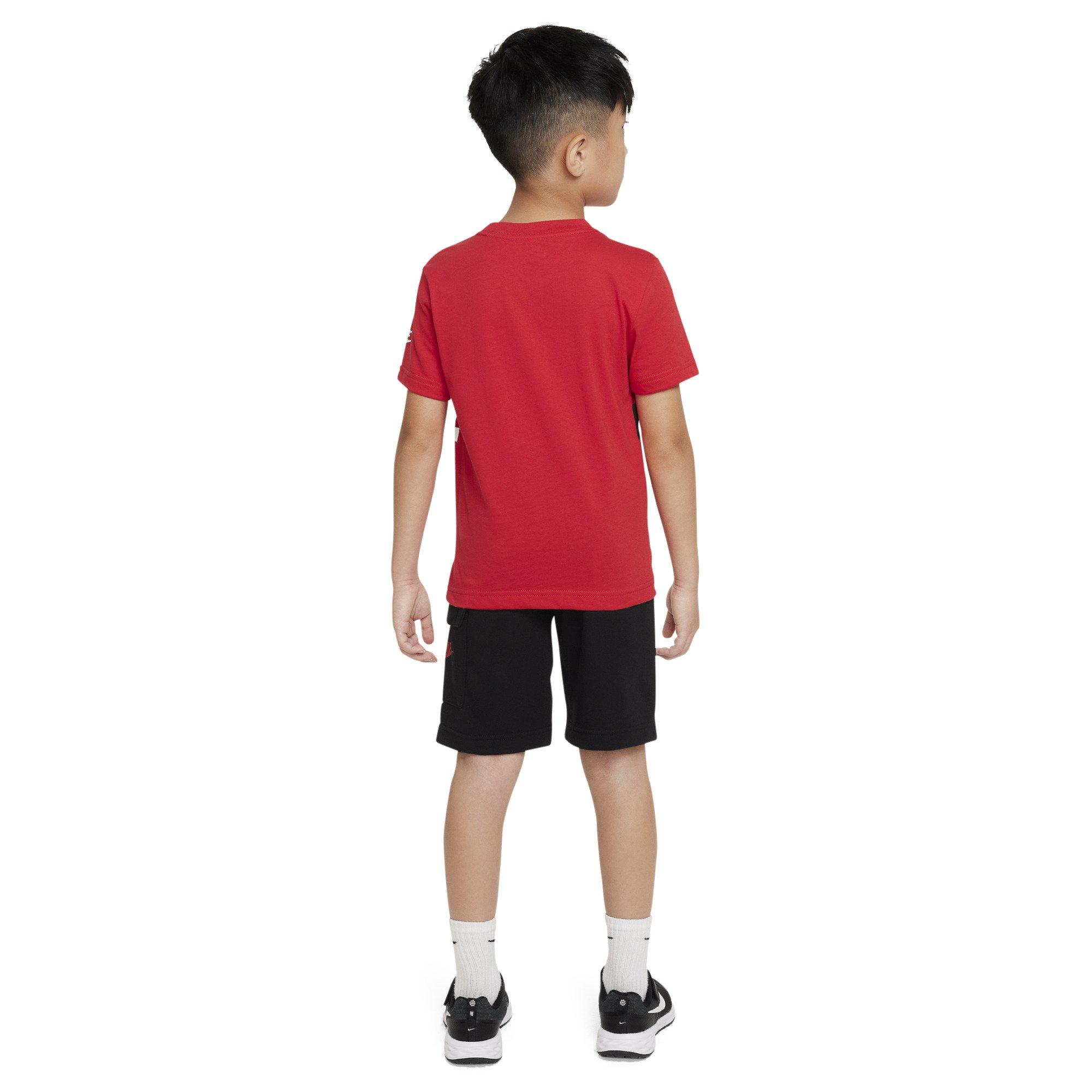 Nike Little Boys' Sportswear HBR Cargo Short Set- Black/Red - BLACK Thumbnail View 2