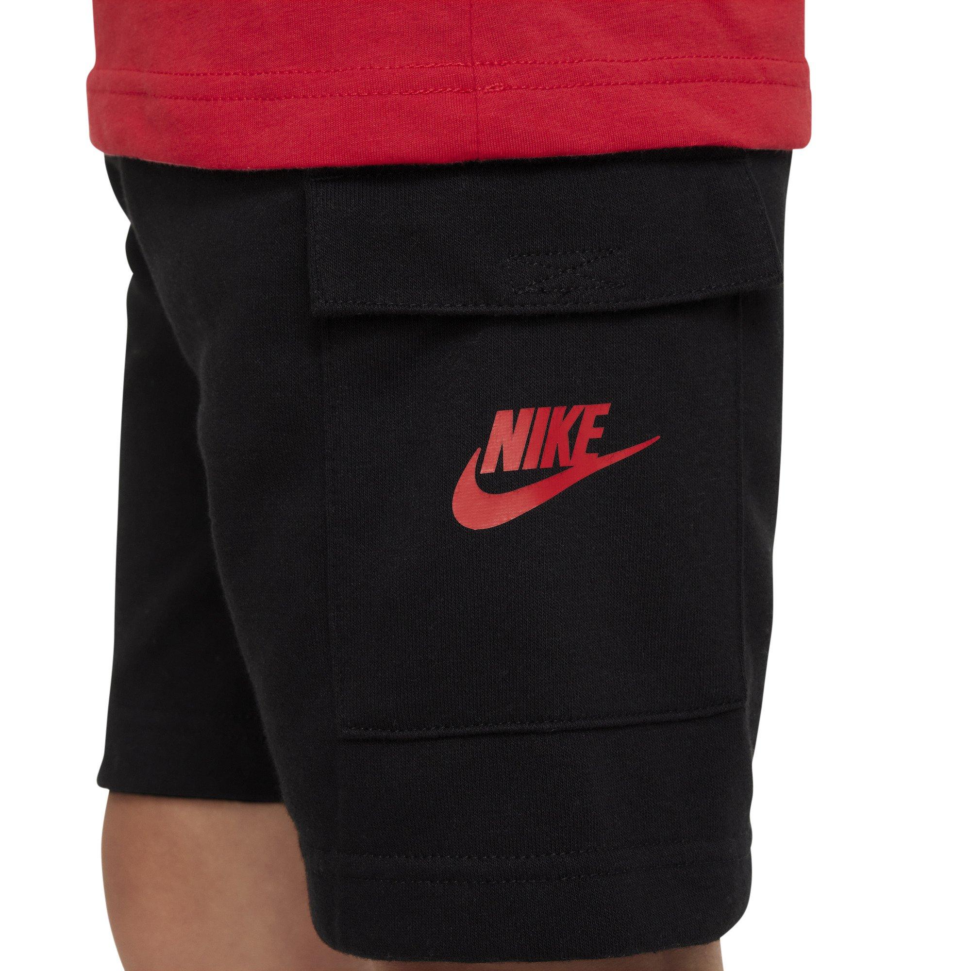 Nike Little Boys' Sportswear HBR Cargo Short Set- Black/Red - BLACK Thumbnail View 3