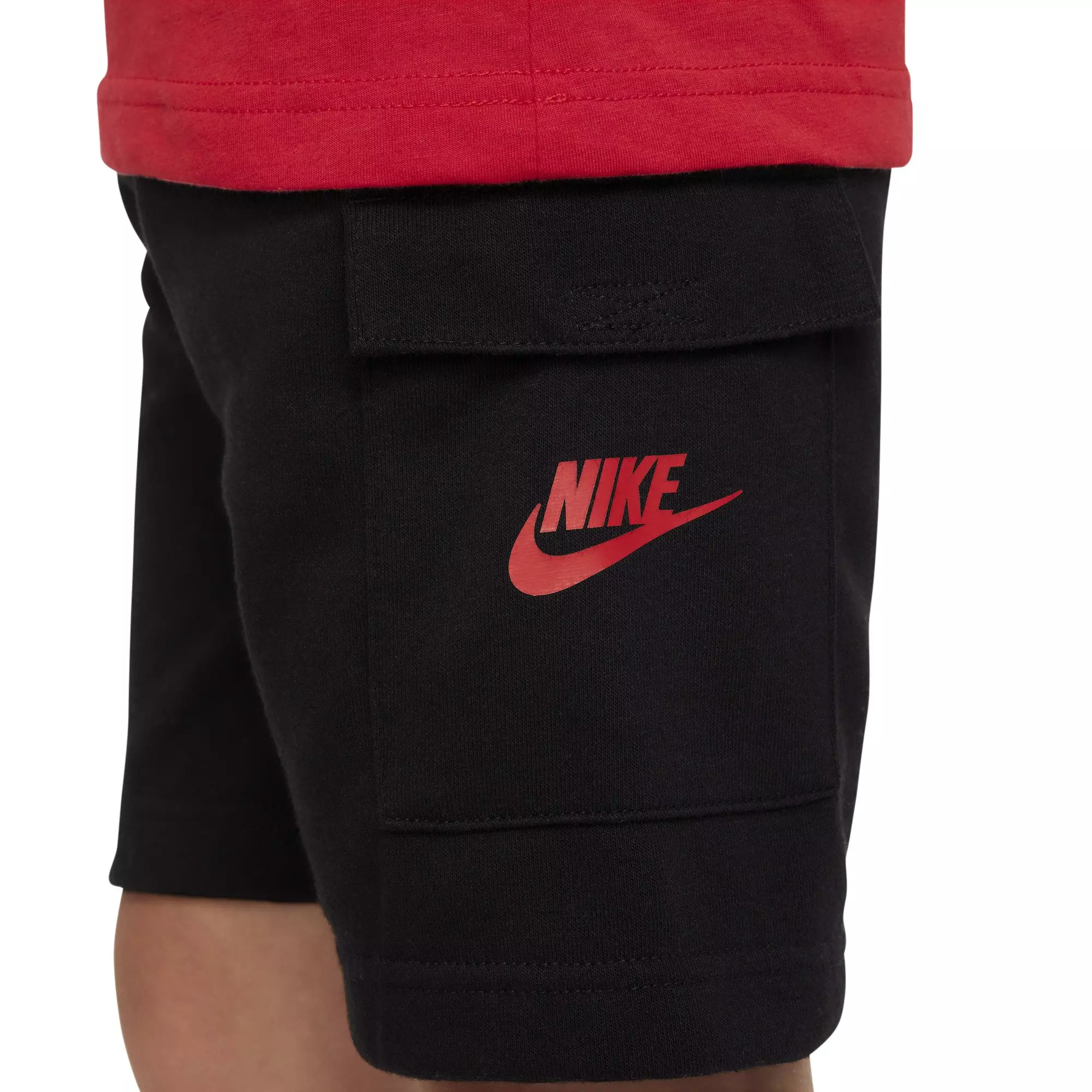 Nike Little Boys' Sportswear HBR Cargo Short Set- Black/Red - BLACK