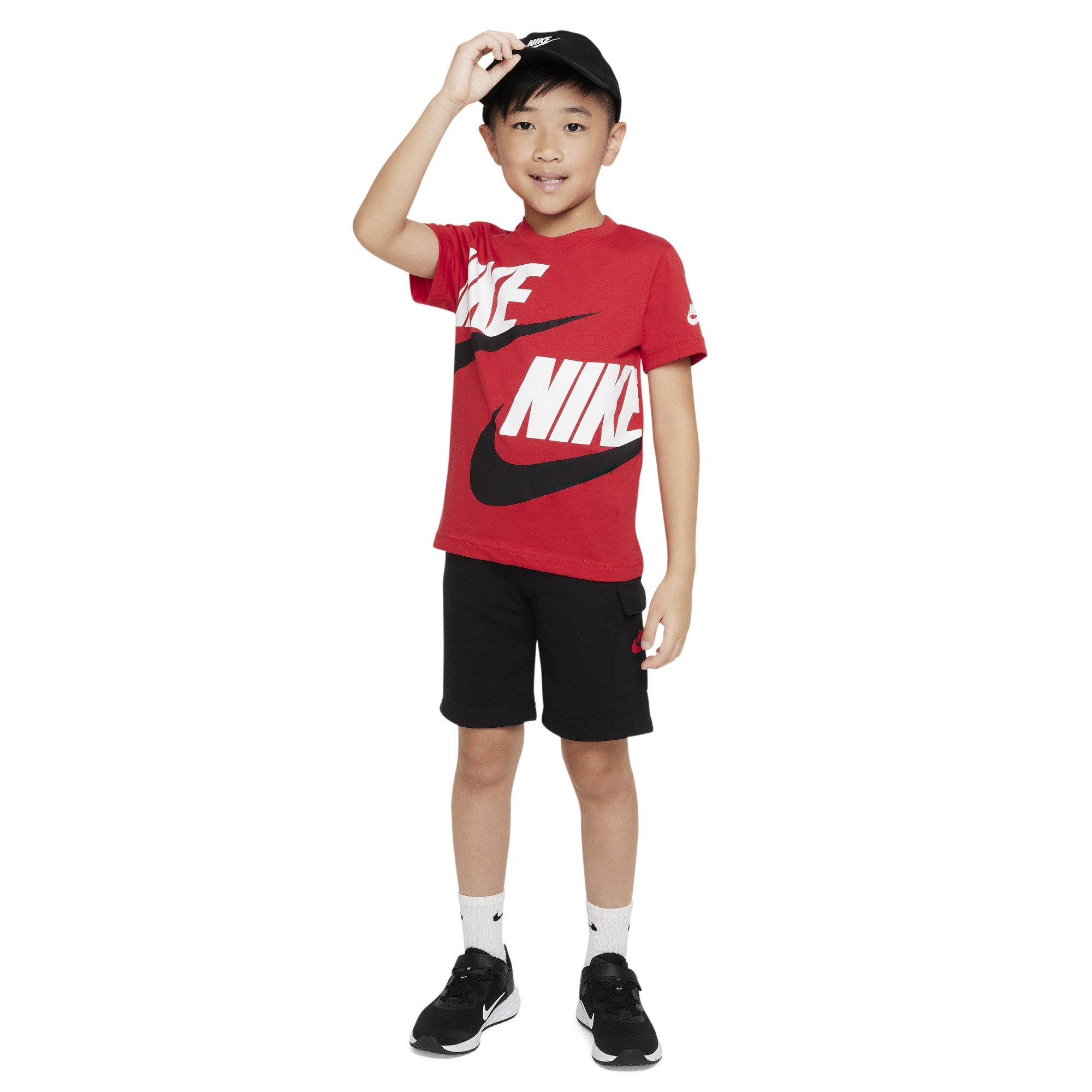 Nike Little Boys' Sportswear HBR Cargo Short Set- Black/Red - BLACK Thumbnail View 1