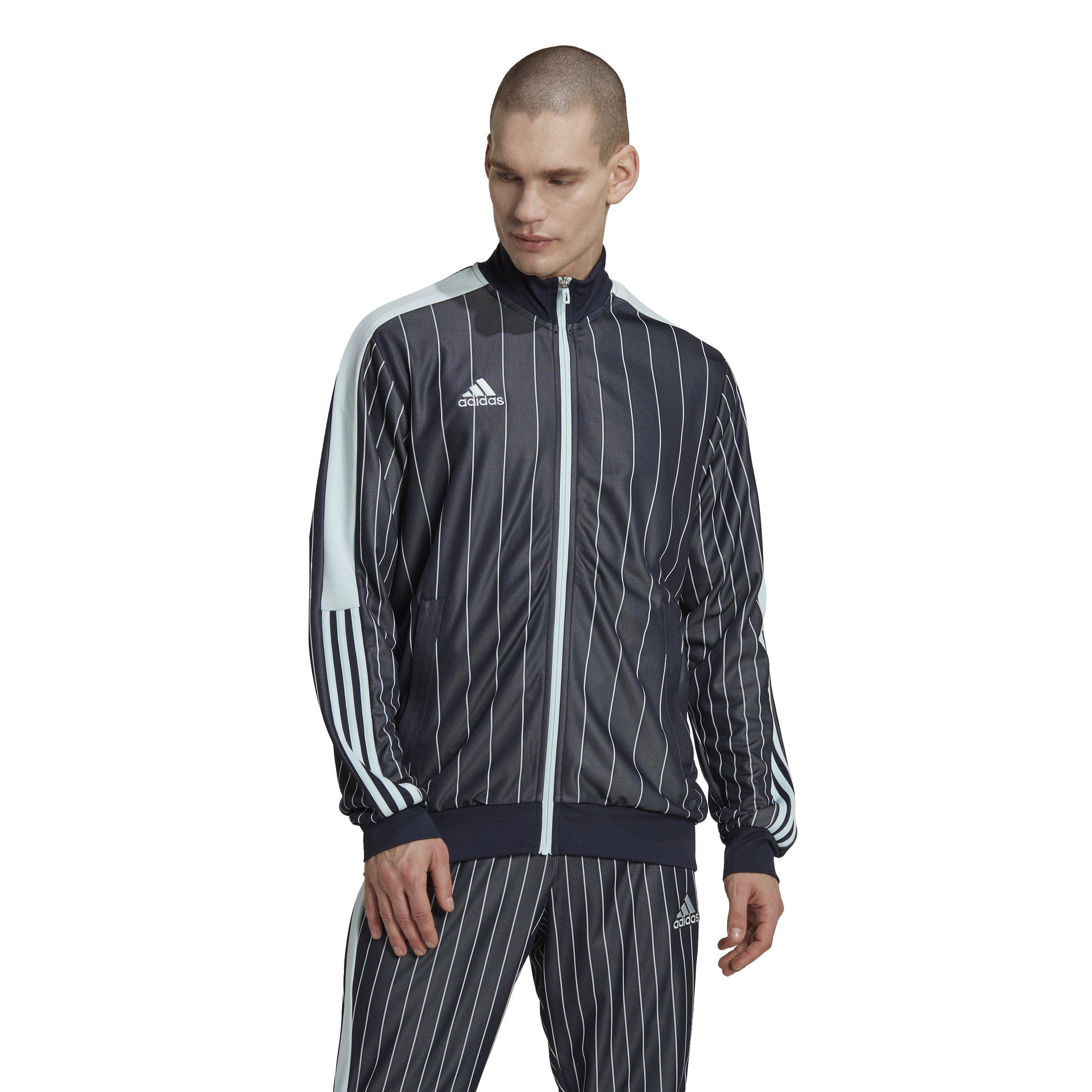 adidas Men's Pinstripe Tiro 21 Track Jacket-Black/Blue