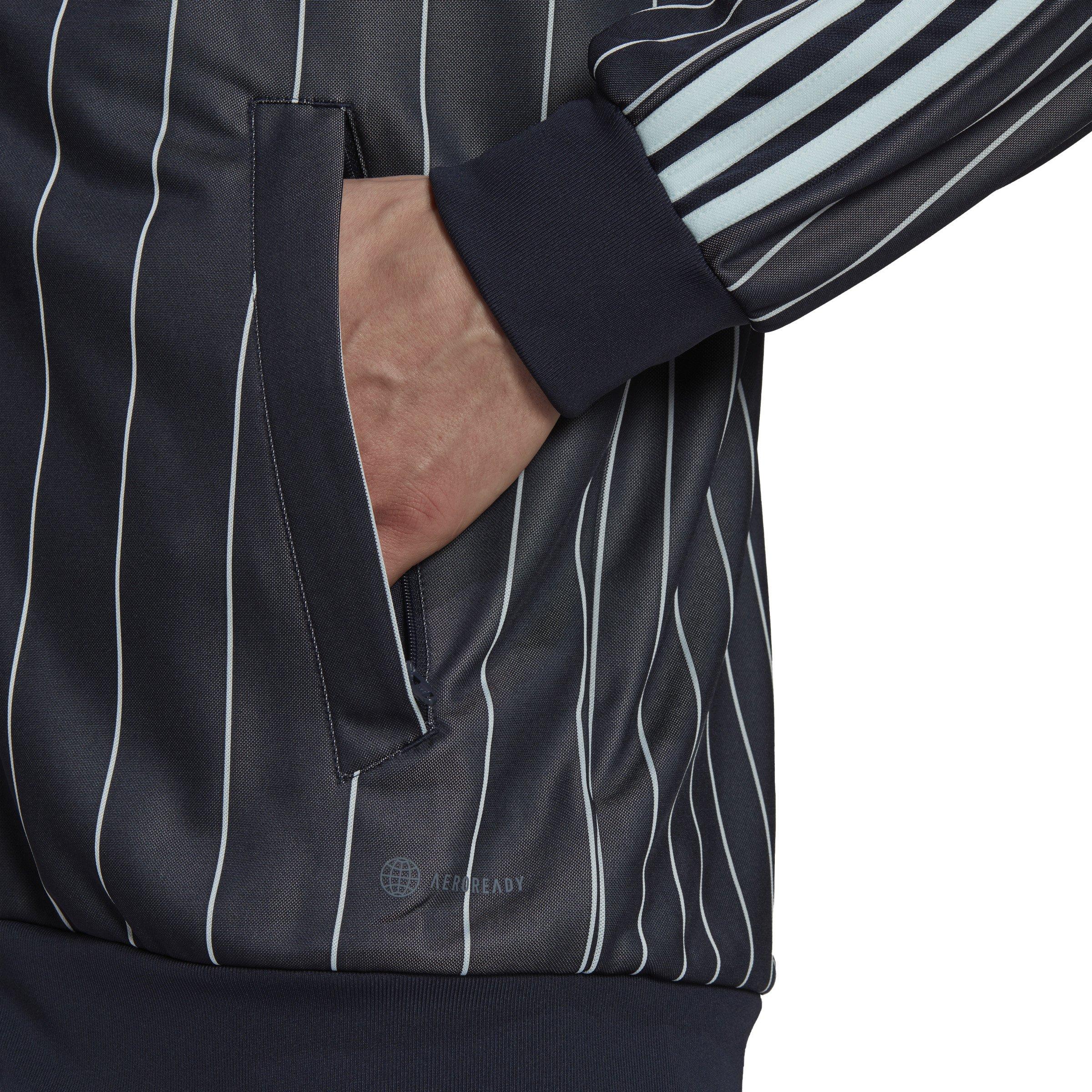 adidas Men's Pinstripe Tiro 21 Track Jacket-Black/Blue