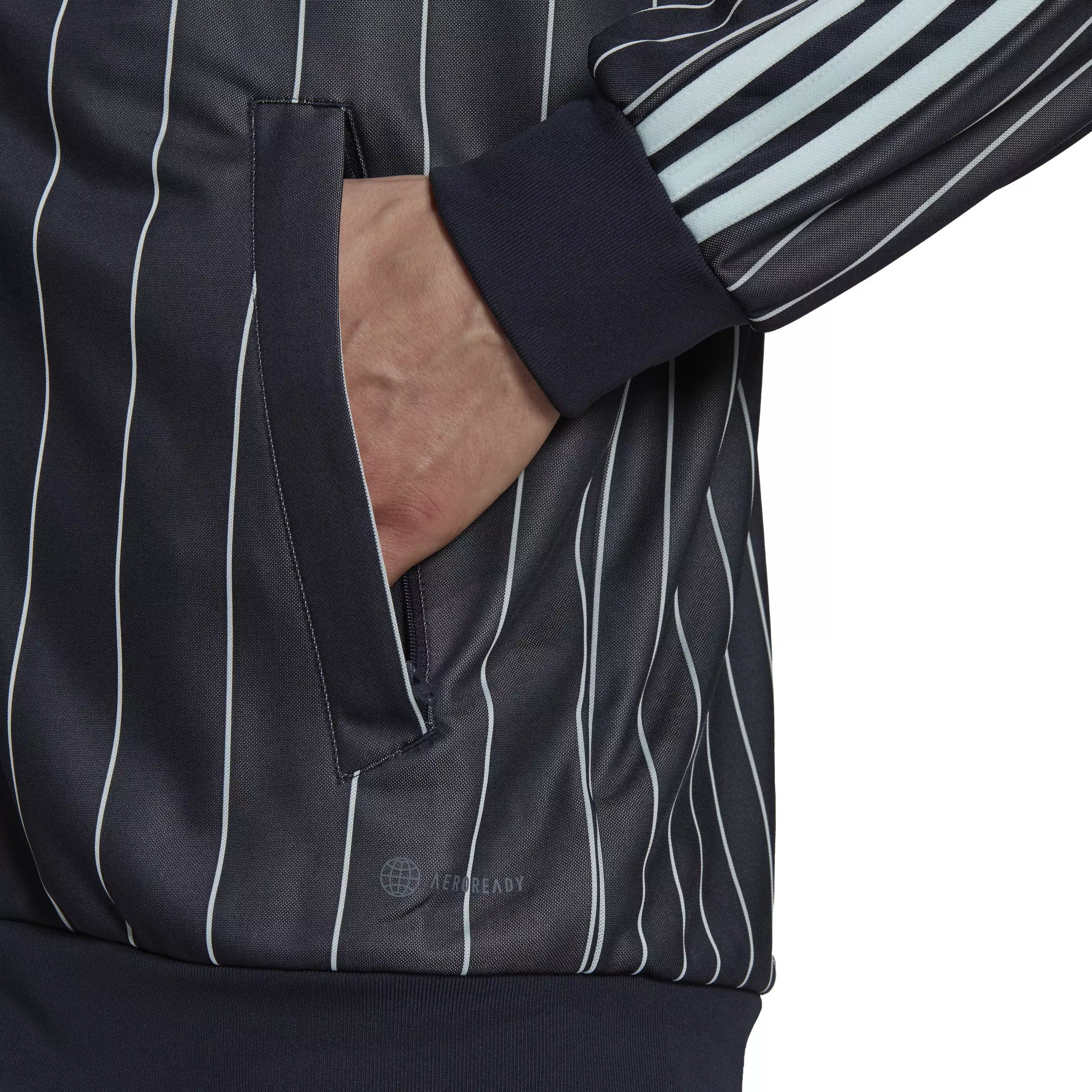 adidas Men's Pinstripe Tiro 21 Track Jacket-Black/Blue - BLACK/BLUE