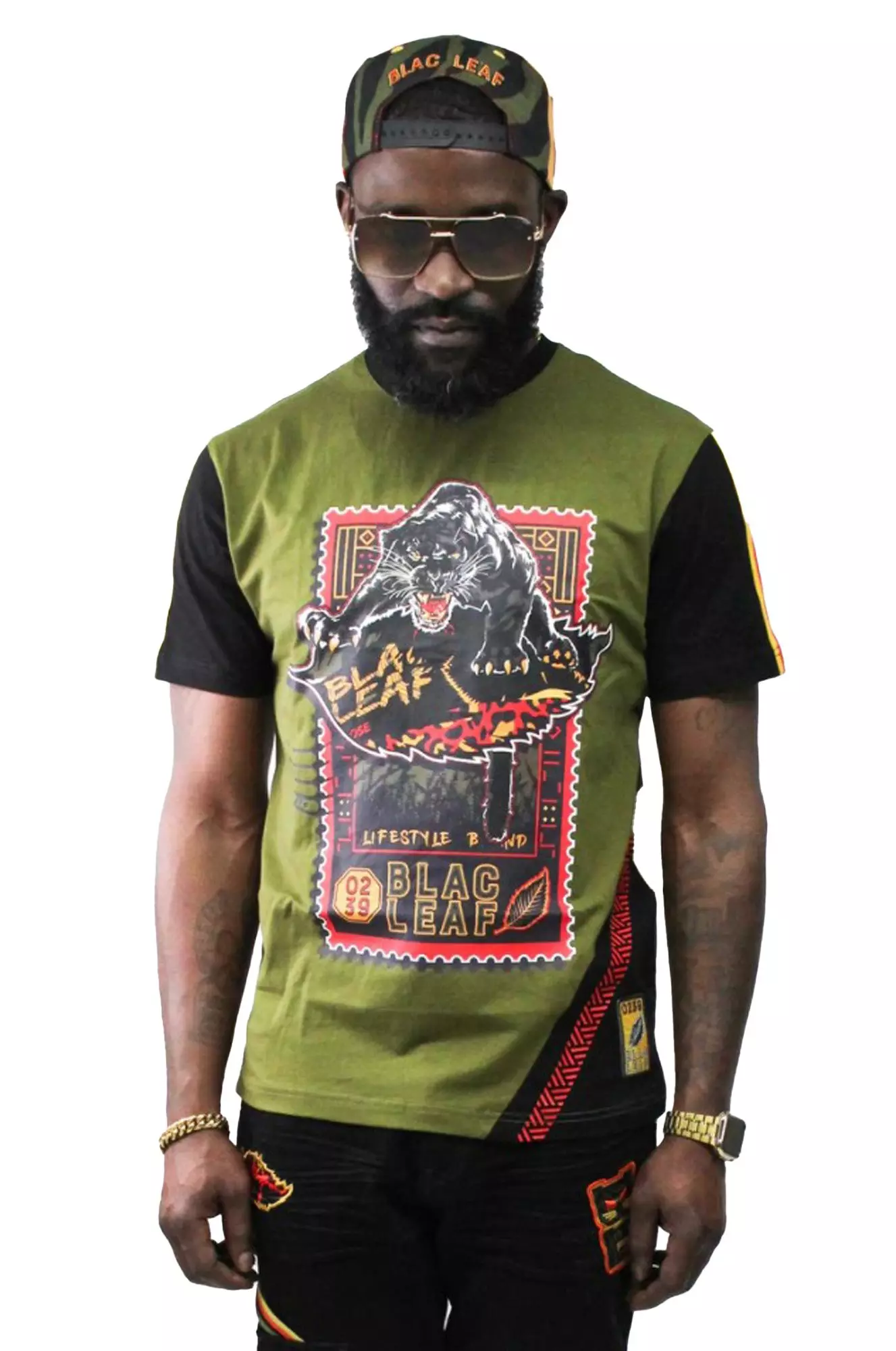 Blac Leaf Men's Safari Panther Tee-Black - BLACK