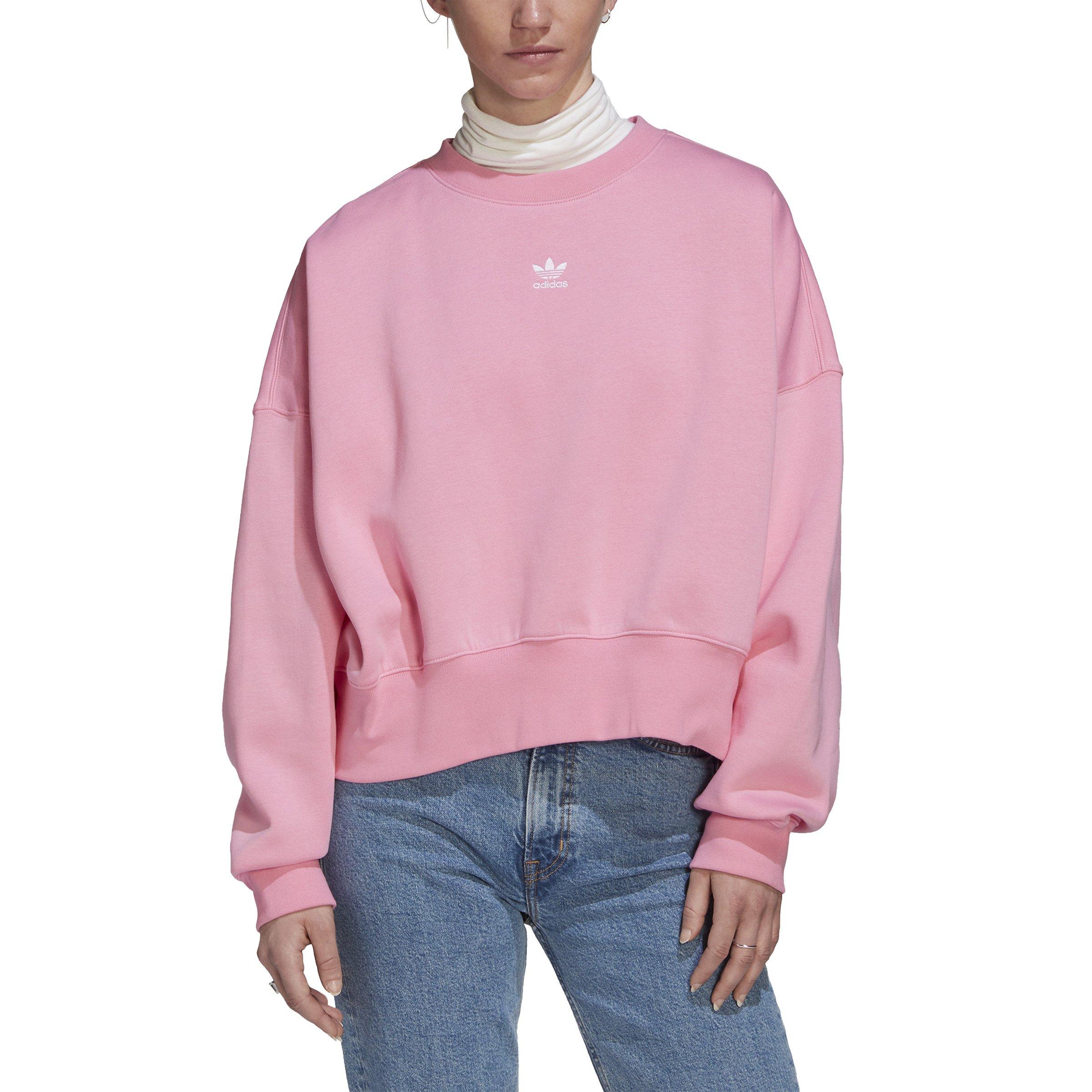 adidas Women's Adicolor Essentials Fleece Crew Sweatshirt-Pink - Hibbett |  City Gear