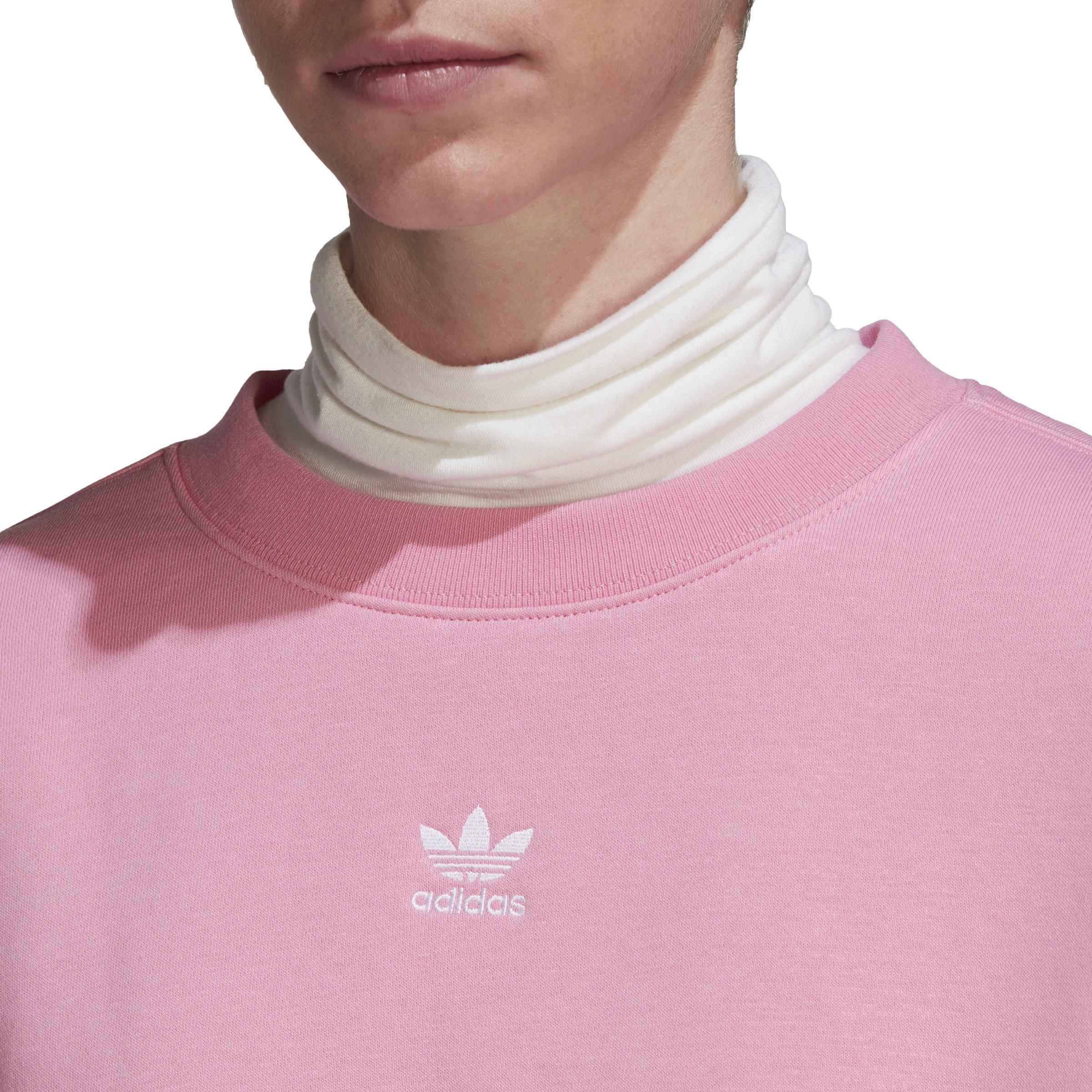 adidas Women\'s Adicolor | City Fleece Essentials - Crew Hibbett Sweatshirt-Pink Gear