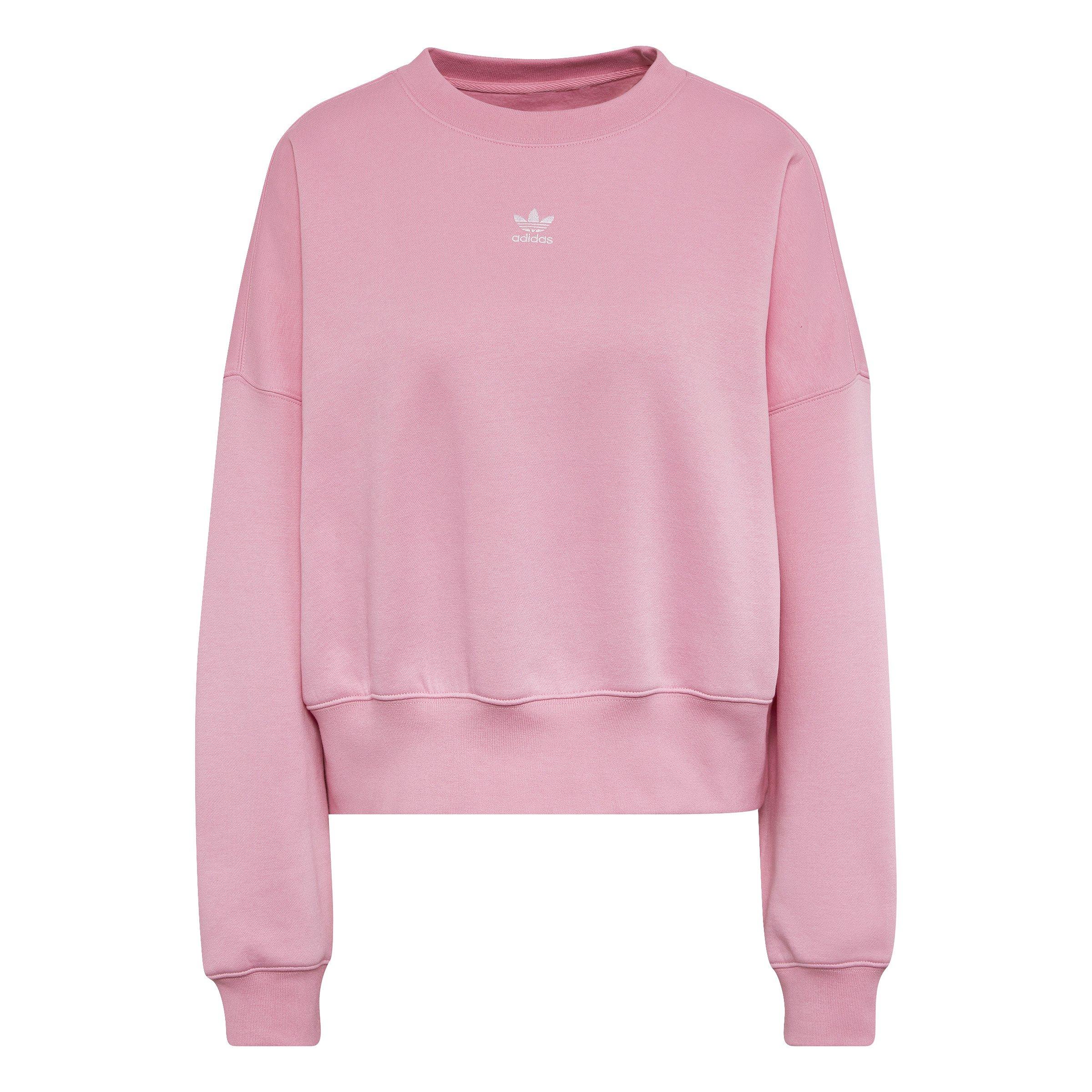 adidas Women\'s Adicolor Essentials Hibbett | Fleece Gear Crew City Sweatshirt-Pink 