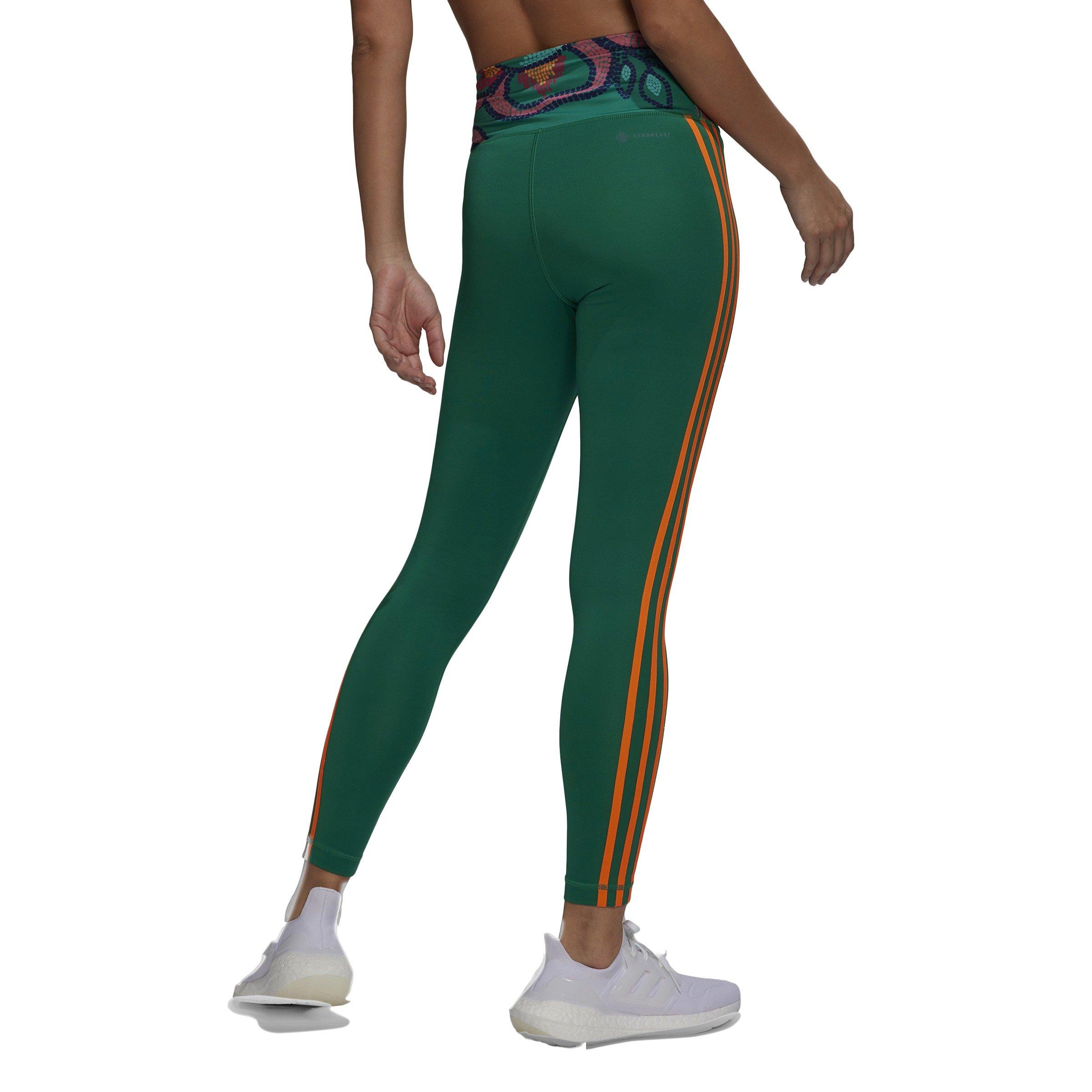 adidas Women's FARM Rio Training Essential Leggings-Green/Orange - Hibbett