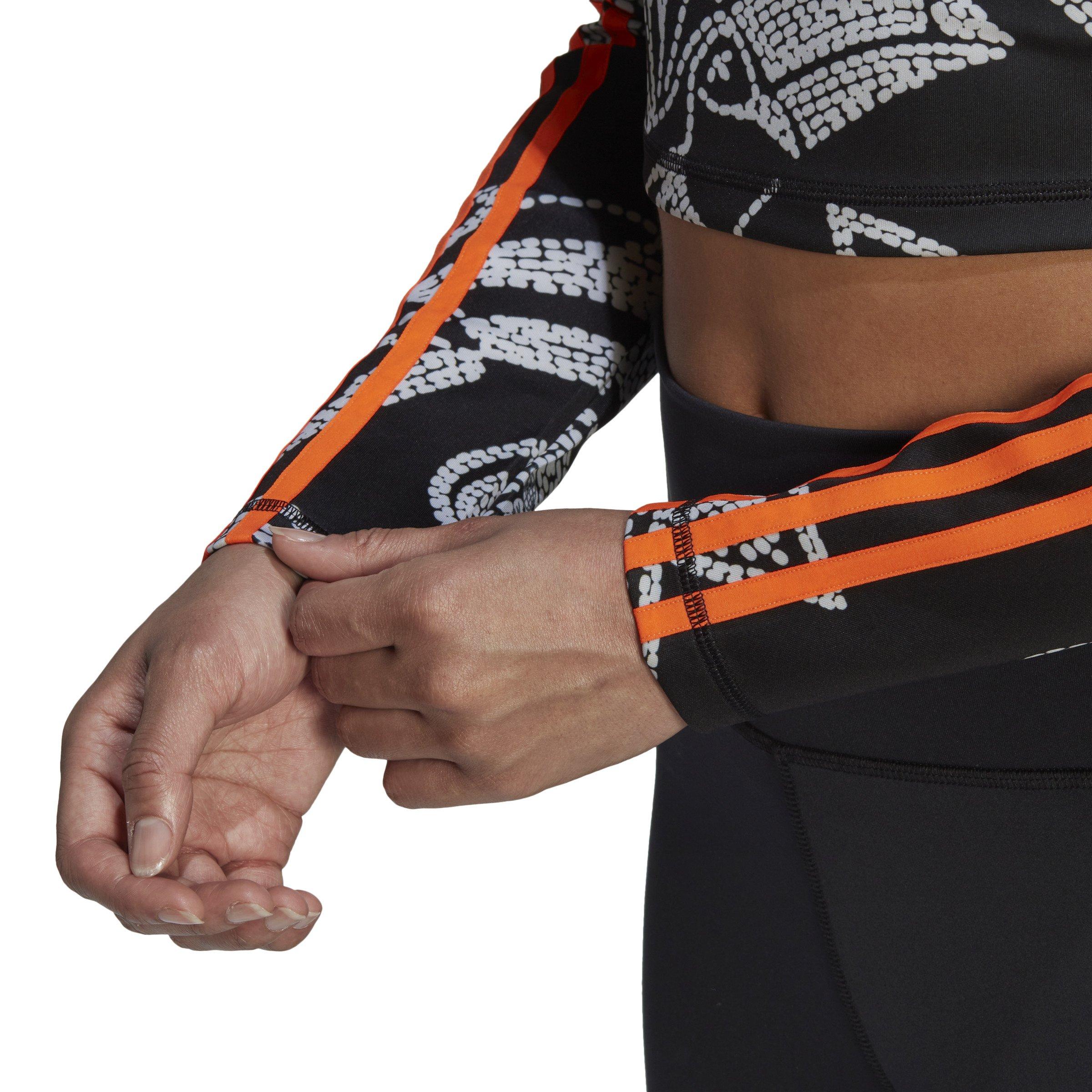 adidas Women's FARM Rio Crop Long-Sleeve Top-Black/Orange