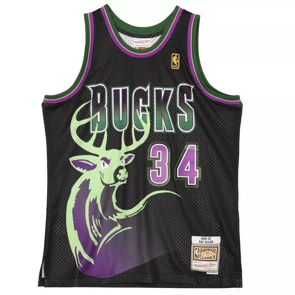 Women's Mitchell & Ness Hardwood Classics Ray Allen Milwaukee Bucks Swingman Jersey / Large
