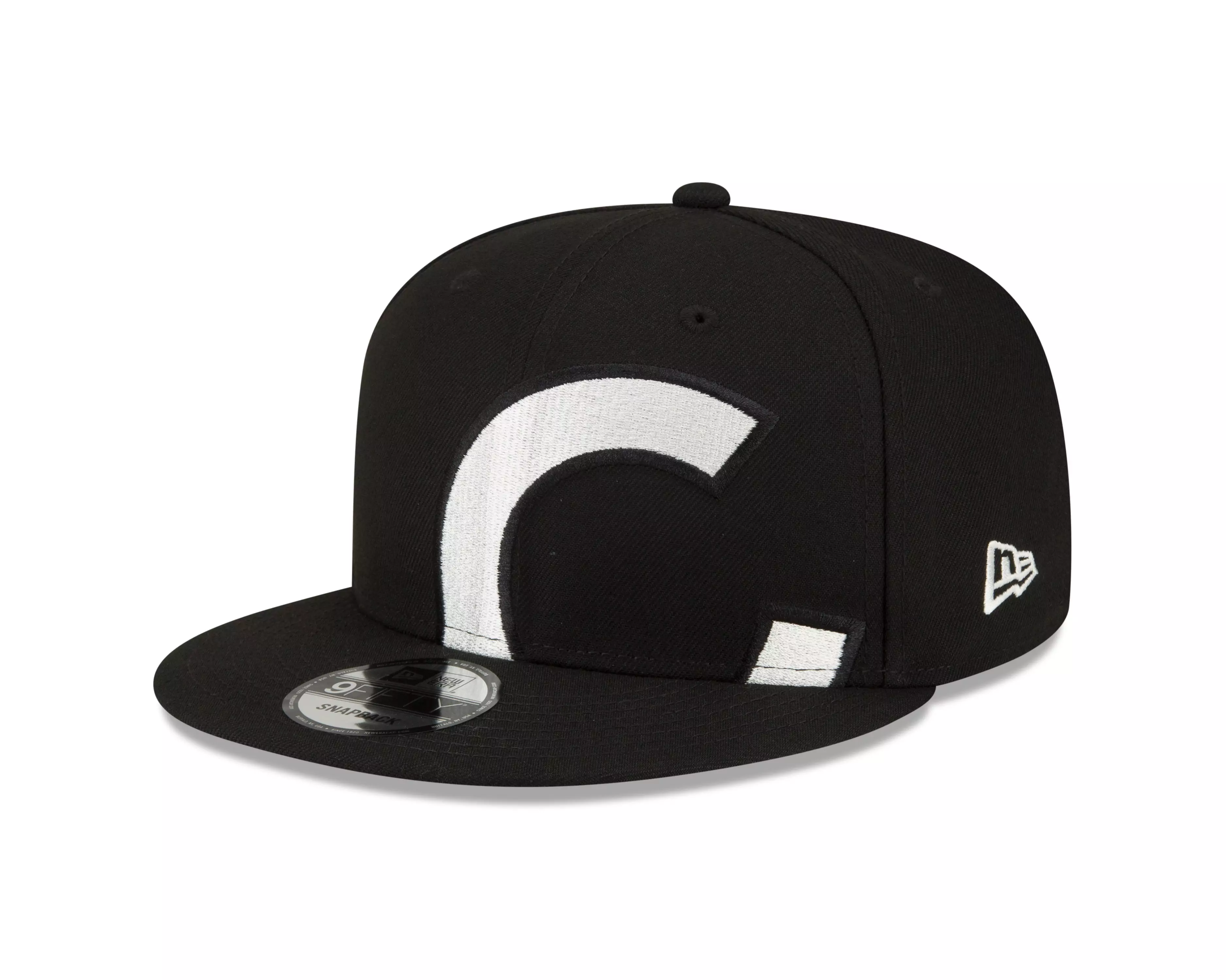 New Era Chicago Cubs Large Logo 9FIFTY Snapback Hat - BLACK/WHITE