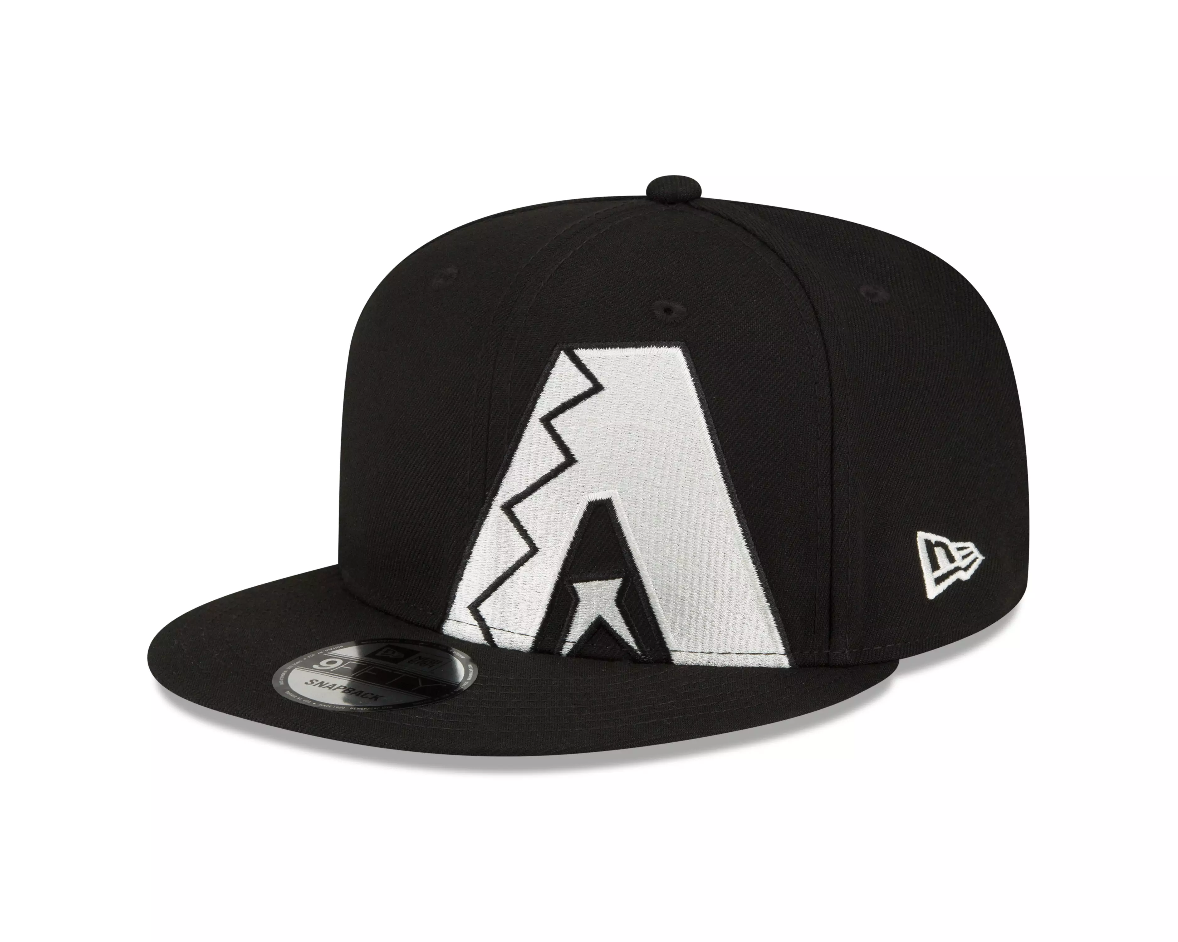 New Era Arizona Diamondbacks Large Logo 9FIFTY Snapback Hat - BLACK/WHITE