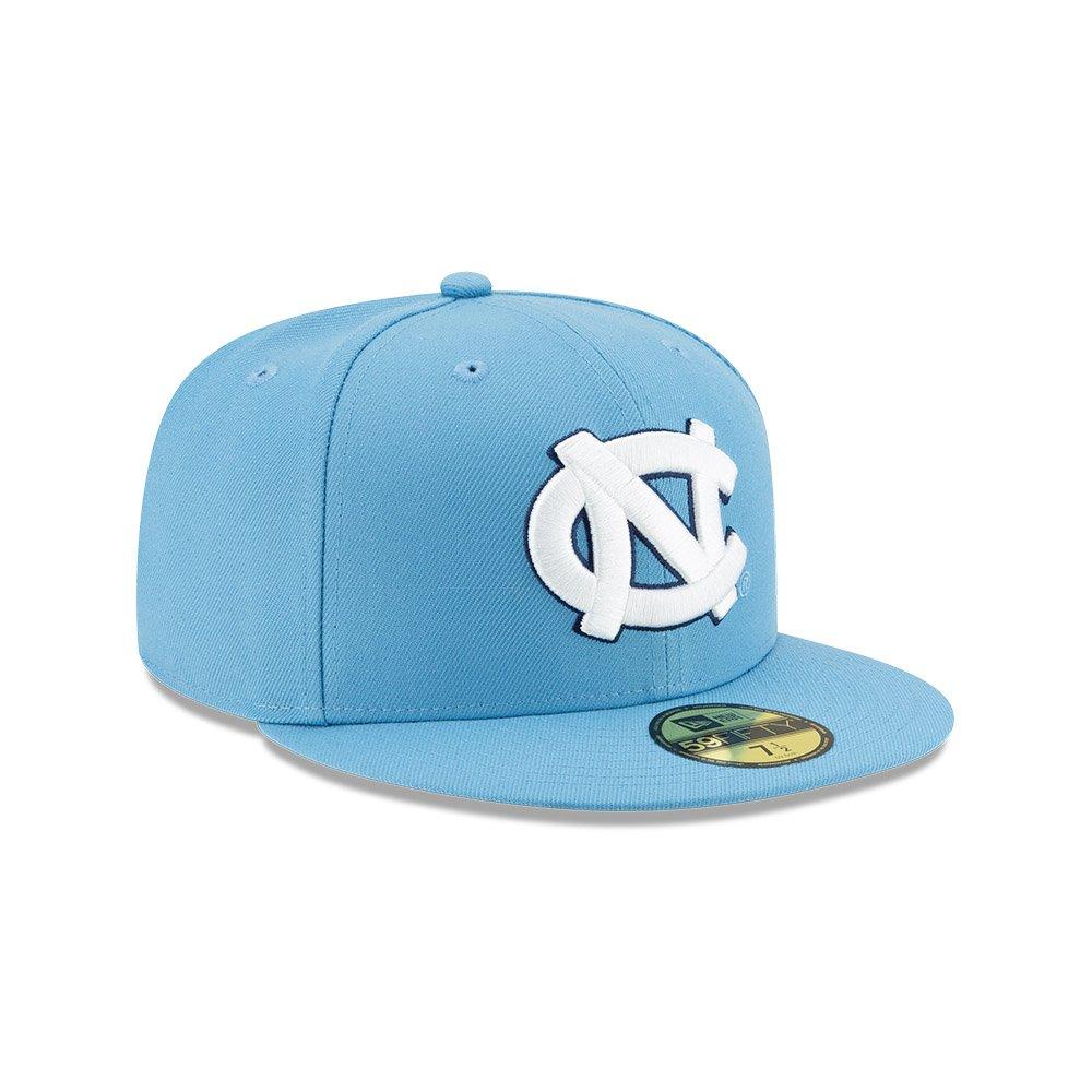 Gold Sticker Attached North Carolina Tar Heels New Era 5950 Fitted Size 7 1/8 NCAA Authentic Silver Metallic Oversized Logo Hat Cap 
