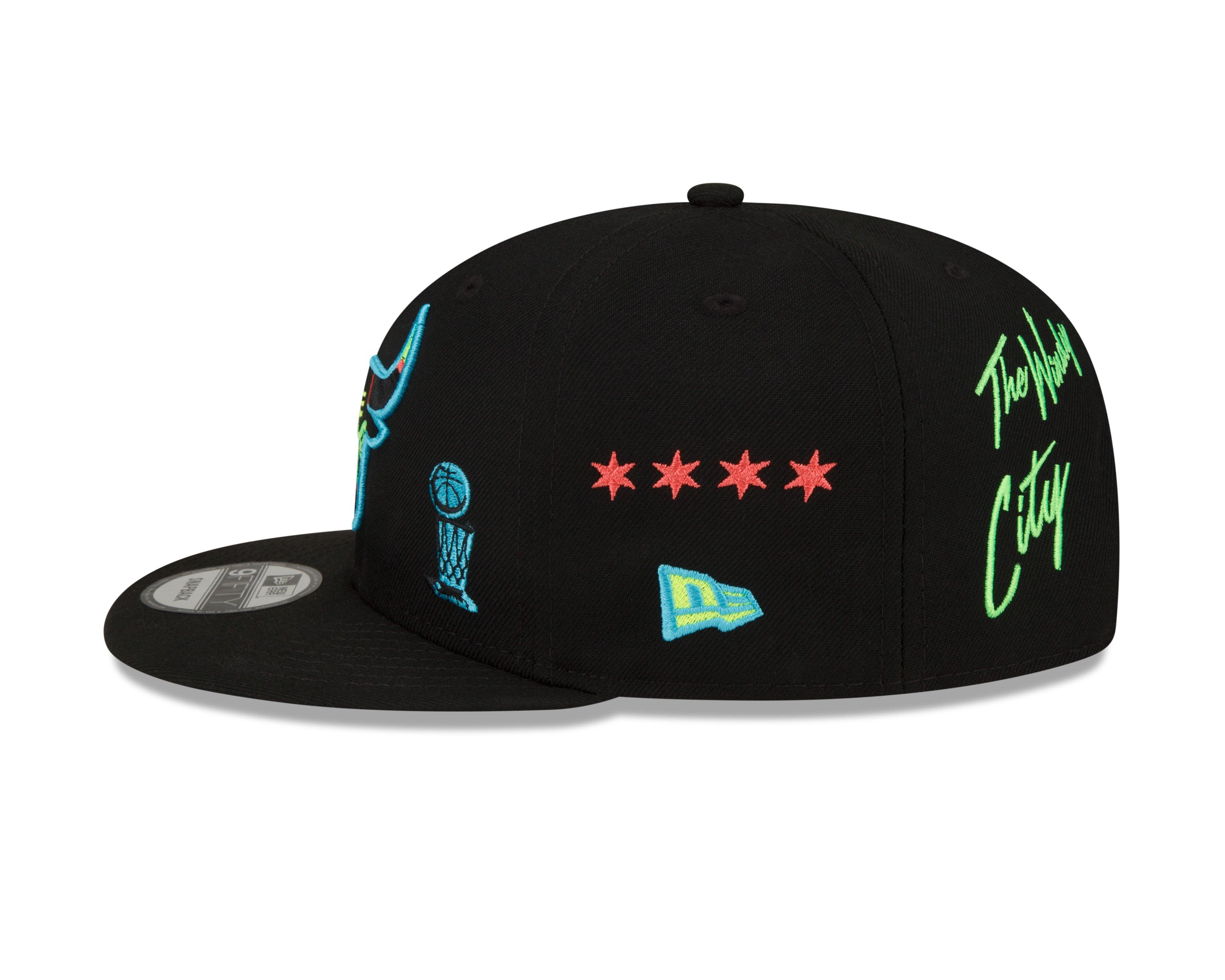 New Era Chicago Bulls 9FIFTY Lightsense Neon Elements Snapback Hat - Black