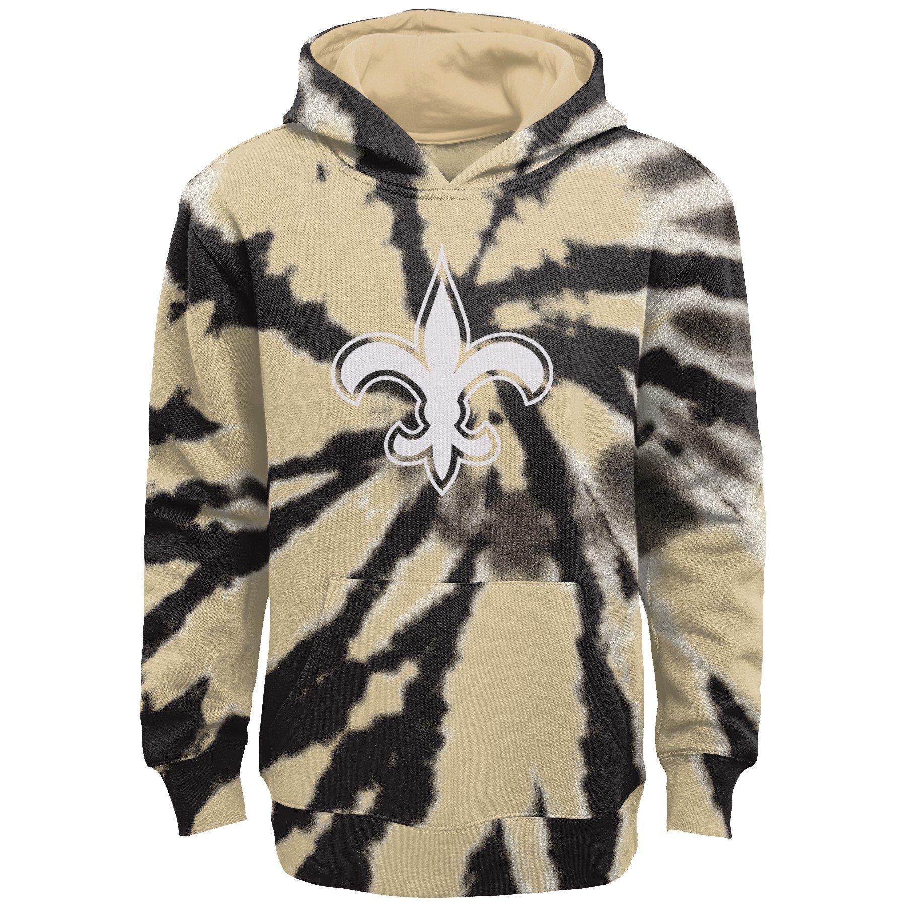 Youth Black New Orleans Saints Team Tie-Dye Pullover Hoodie