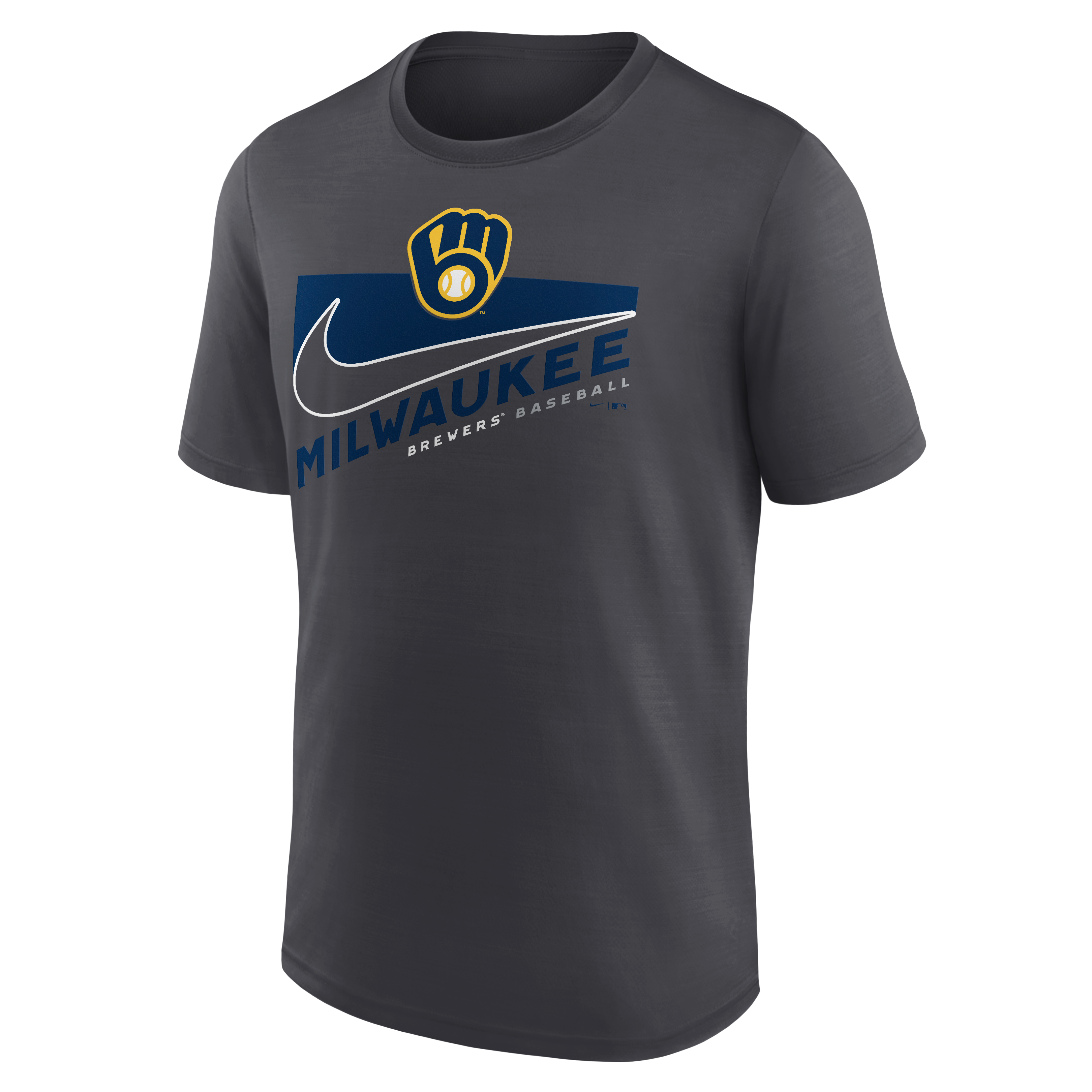 Nike Milwaukee Brewers Center Swoosh Check Baseball T-Shirt MLB Size Large L