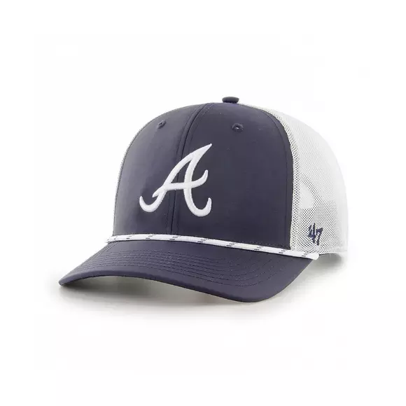 Men's Atlanta Braves '47 Navy/White Burden Trucker Snapback Hat