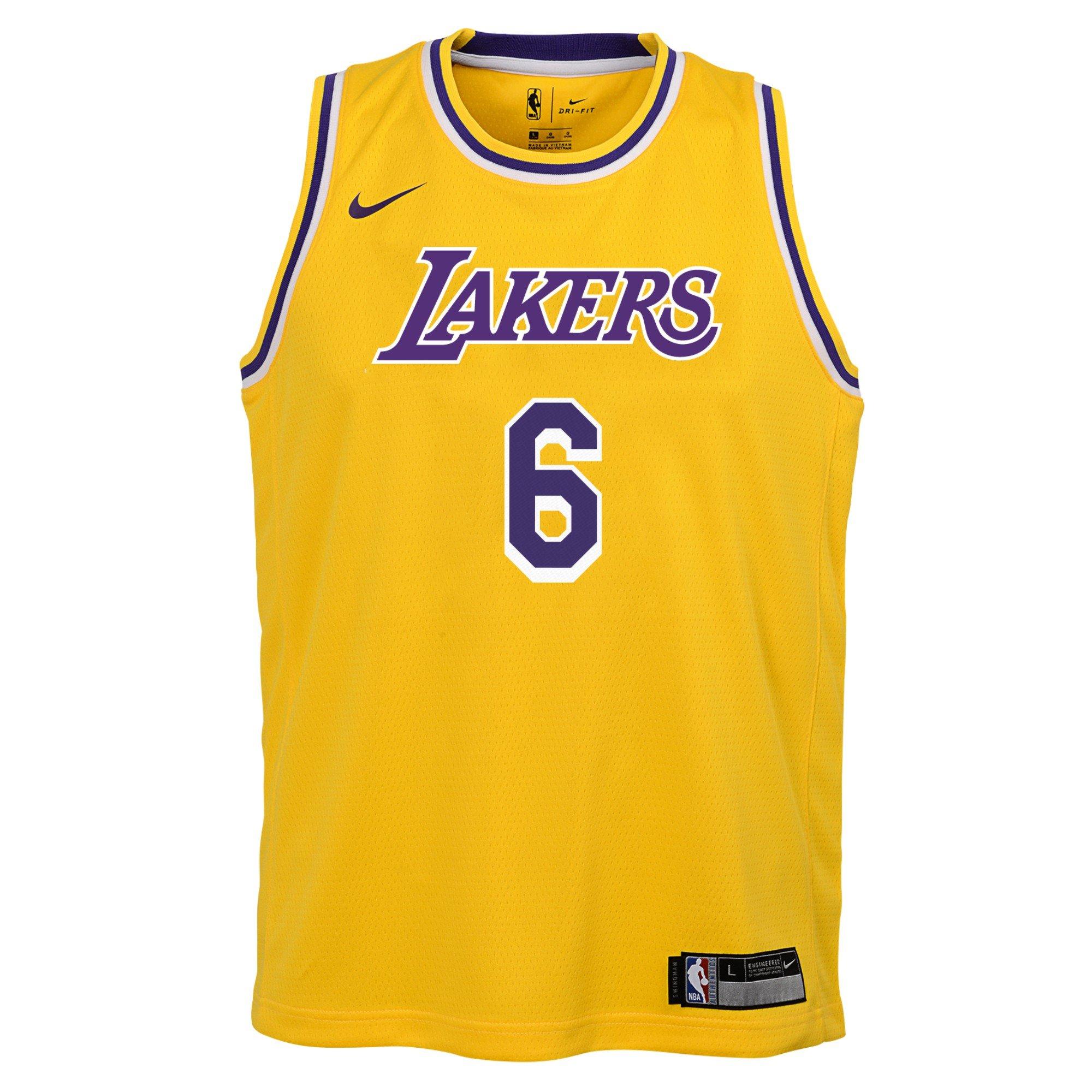 Jordan Men's Los Angeles Lakers LeBron James #6 Swingman Statement Edition Jersey, Purple, Size: Small, Polyester