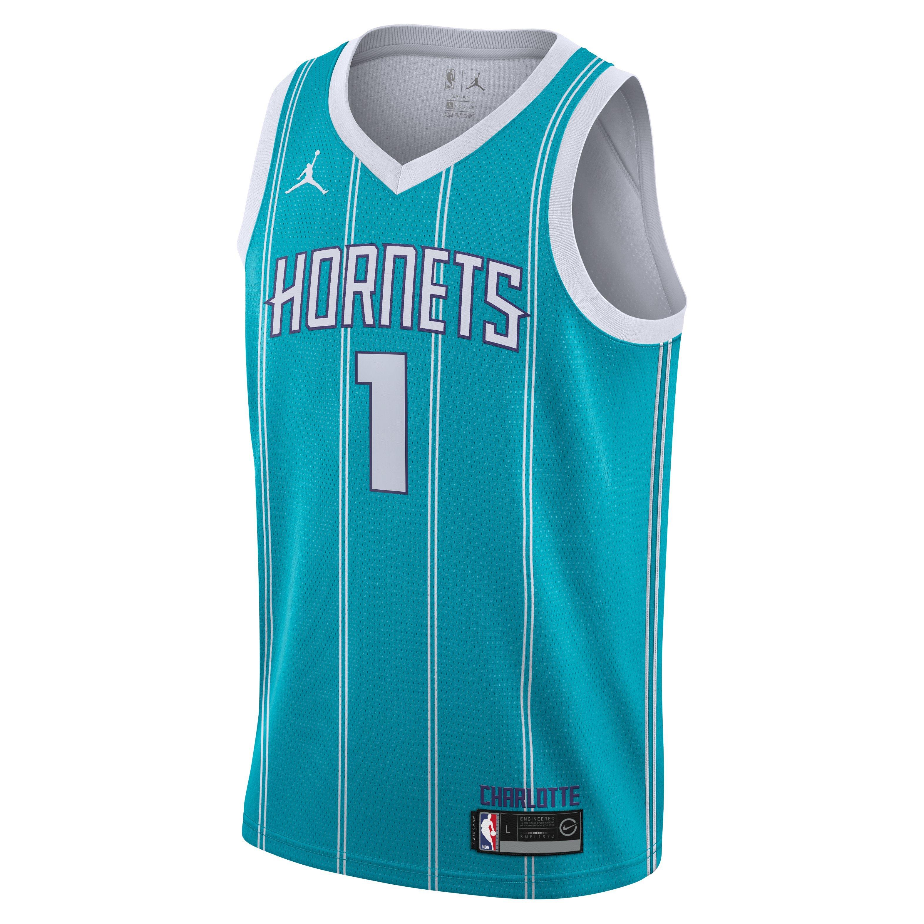 Jordan Youth Charlotte Hornets LaMelo Ball #1 Dri-Fit Swingman Jersey - Teal - XL Each