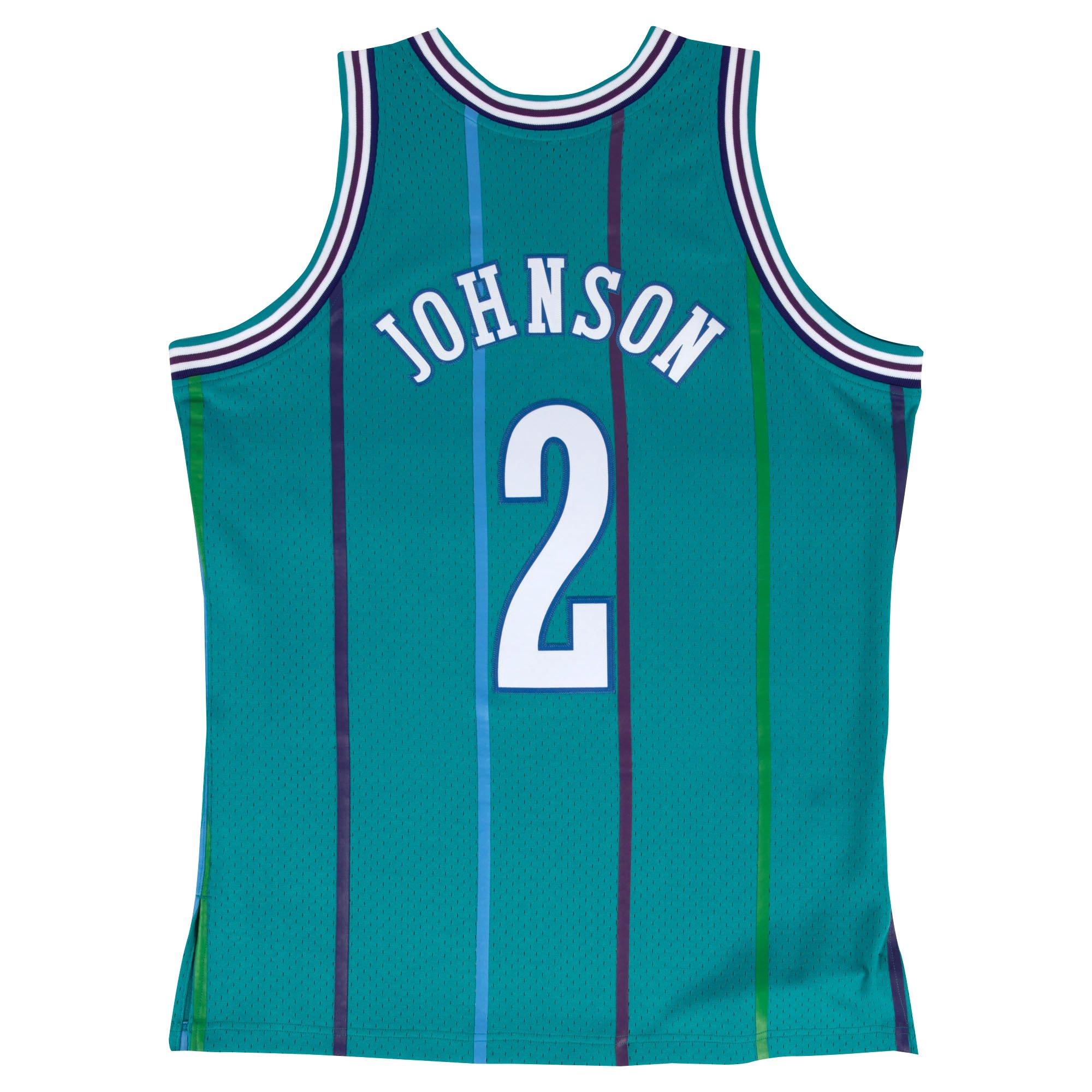 Mitchell & Ness Charlotte Hornets Larry Johnson Swingman Jersey-Teal - TEAL Thumbnail View 2