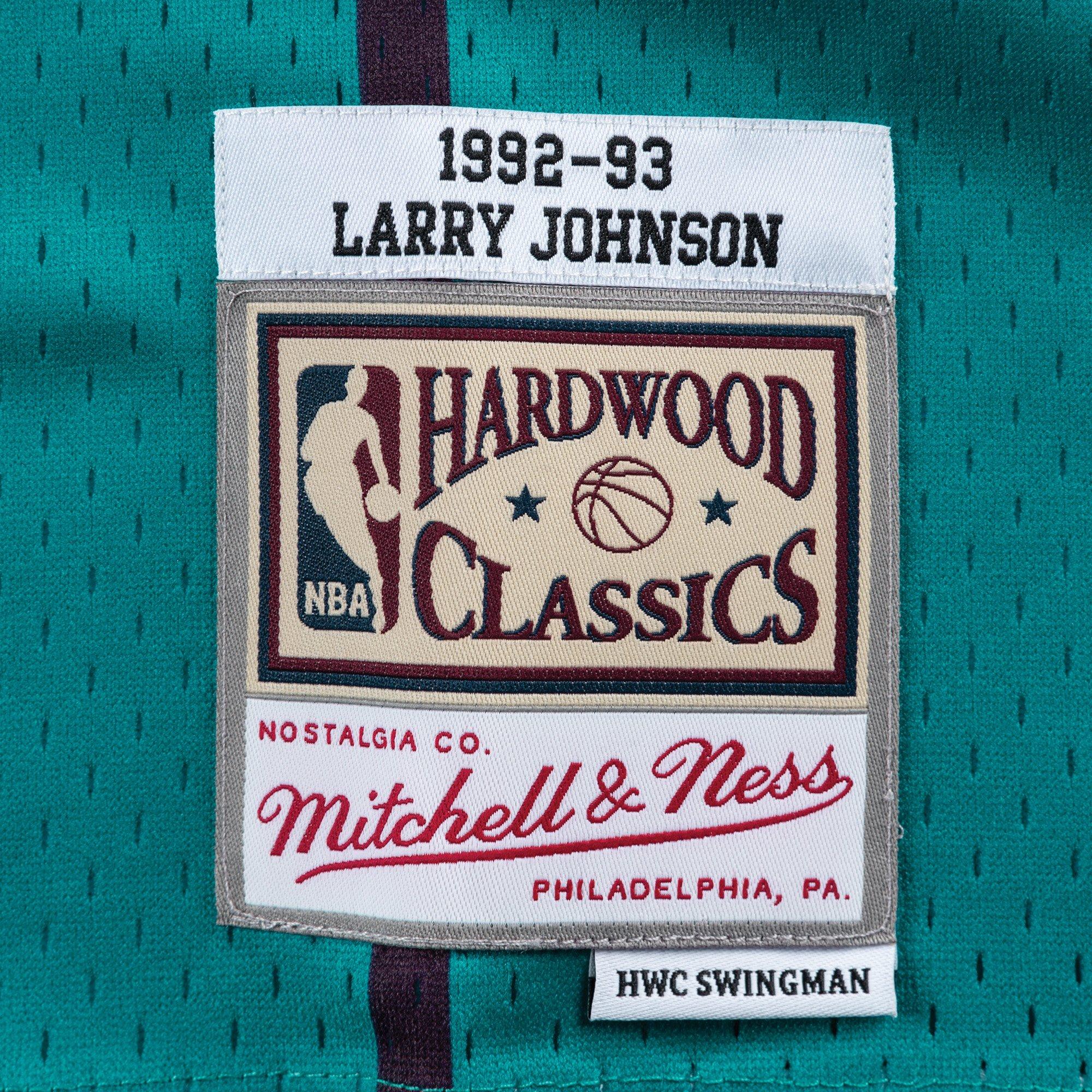 Mitchell & Ness Charlotte Hornets Larry Johnson Swingman Jersey-Teal - TEAL Thumbnail View 3