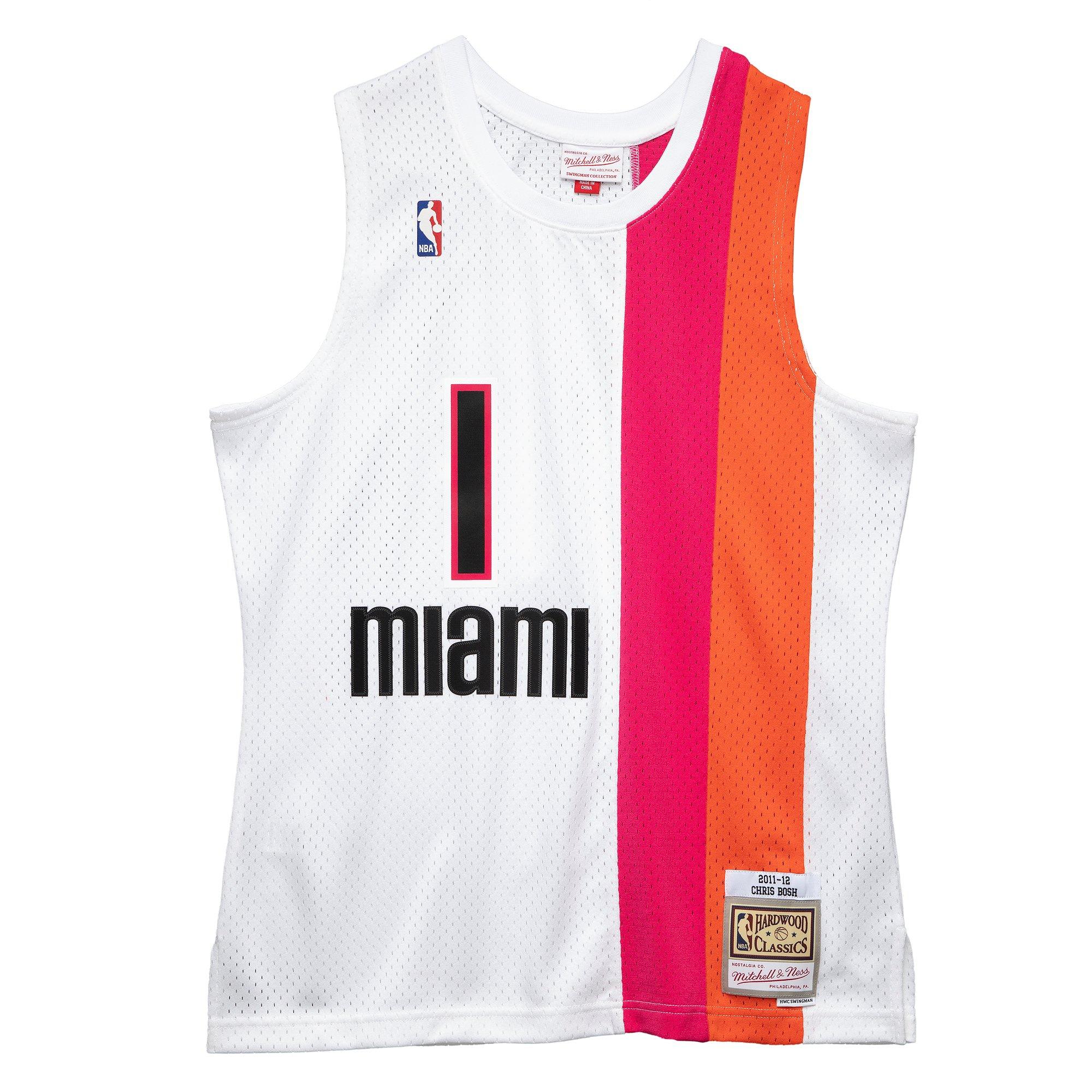 1 CHRIS BOSH Miami Heat NBA Forward White Throwback Jersey