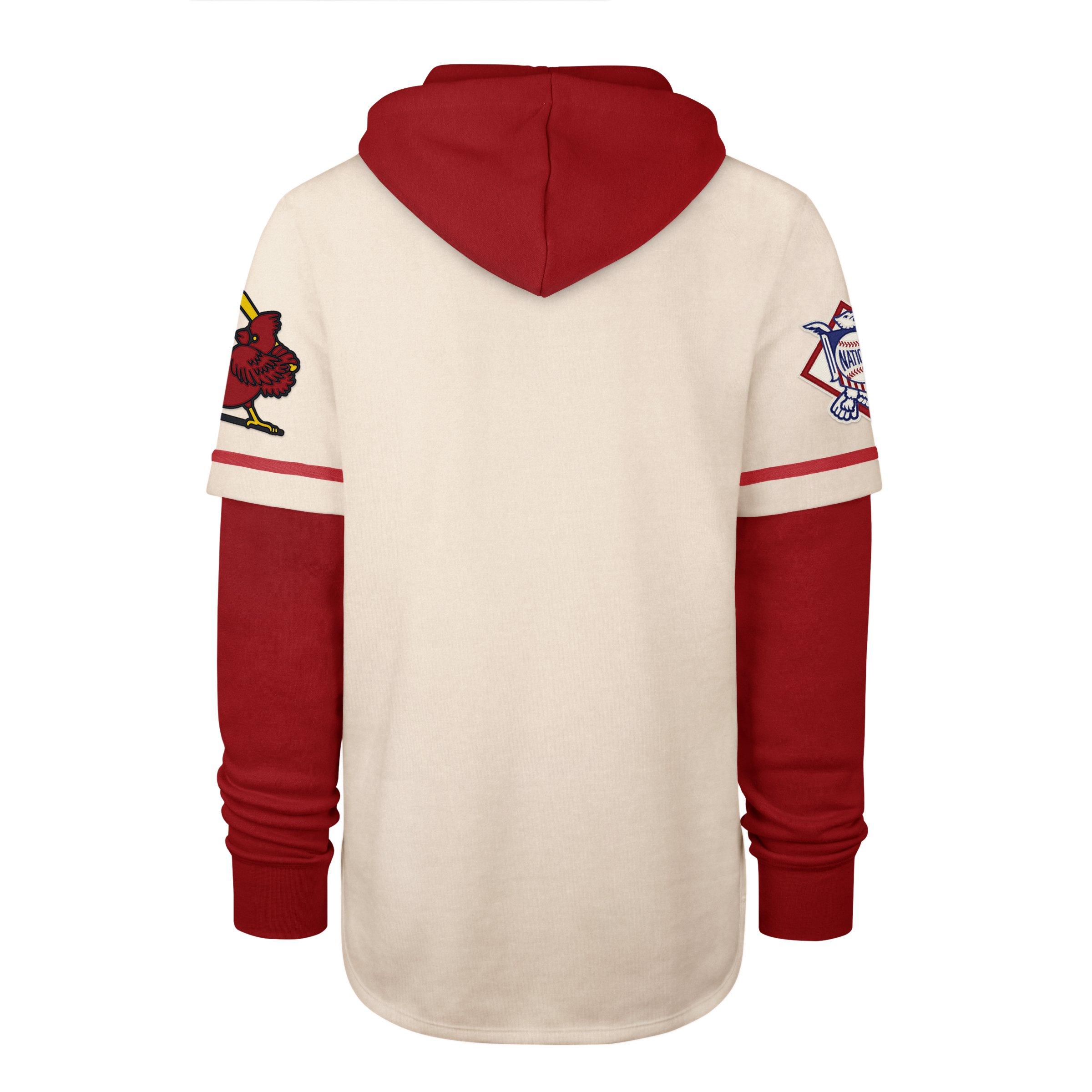 St. Louis Cardinals Mitchell & Ness Cooperstown Collection Washed Fleece  Pullover Short Sleeve Hoodie - Red
