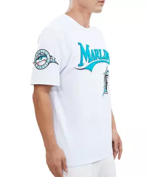Men's Mitchell & Ness Gray Miami Marlins Cooperstown Collection Wordmark T-Shirt Size: Small