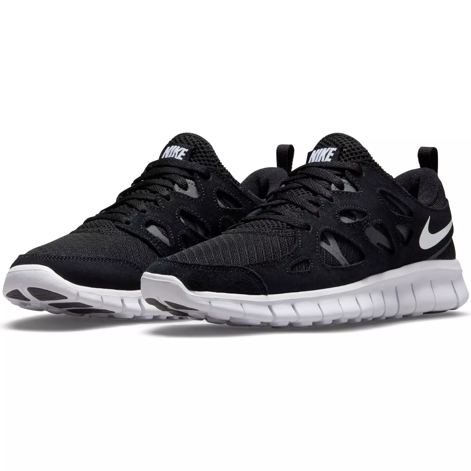 Nike Free Run 2 "Black/White/Dark Grey" Grade School Kids' Shoe - BLACK/WHITE/GREY