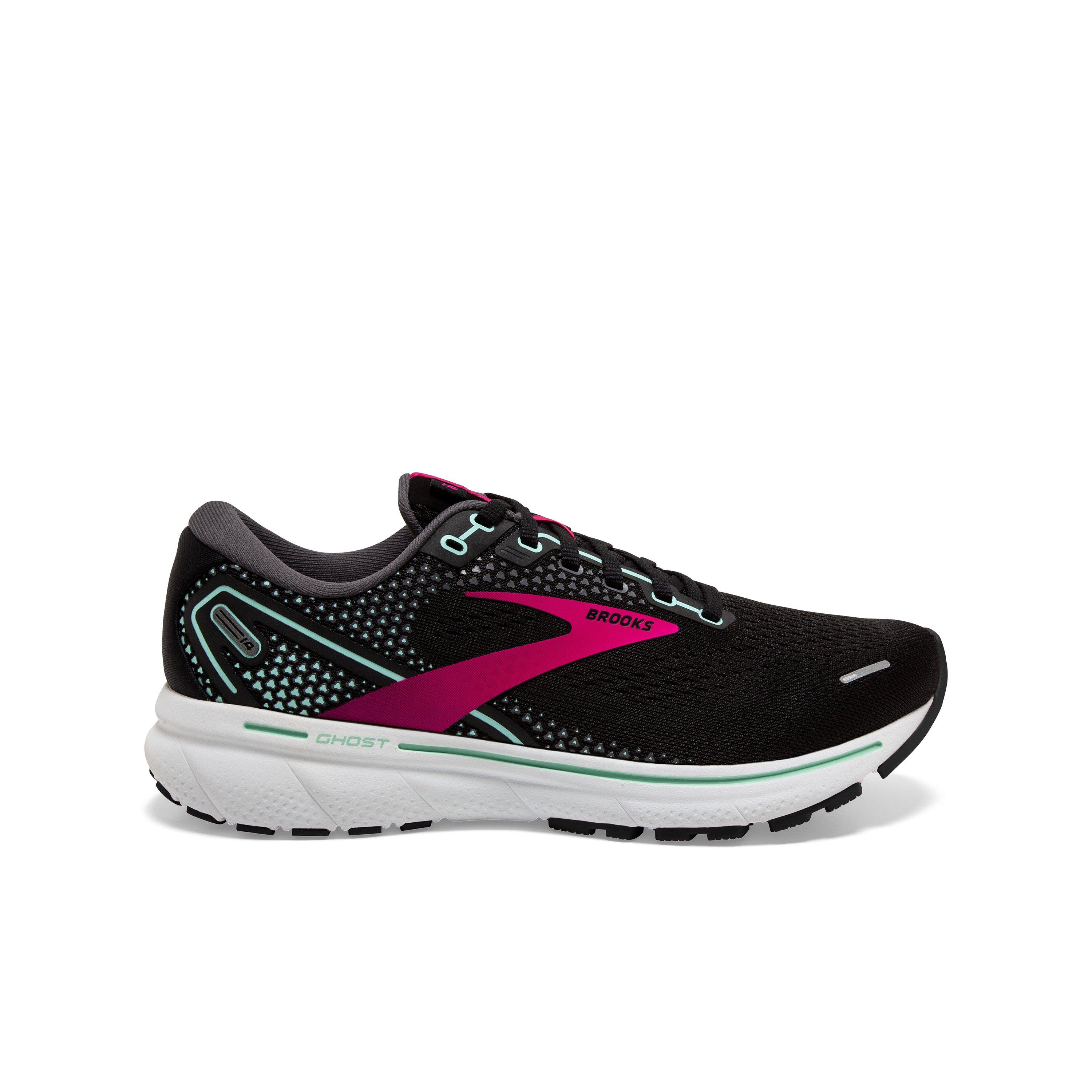 Brooks Ghost 14 Wide "Black/Pink/Yucca" Women's Running Shoe Hibbett