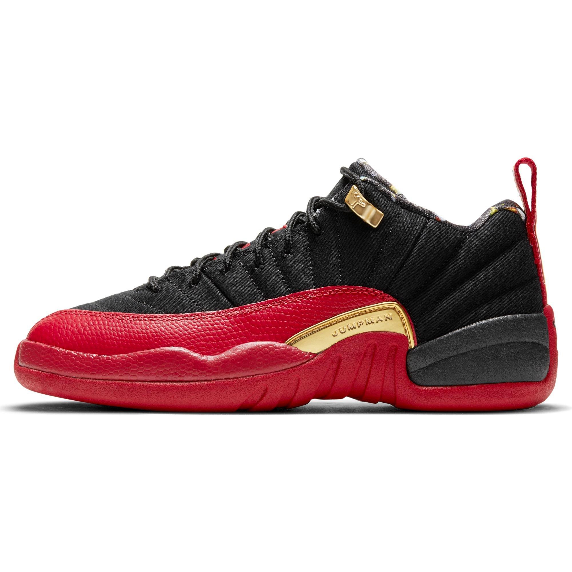 Jordan 12 Retro Low Black/Varsity Red/Metallic Gold Grade School Kids'  Shoe