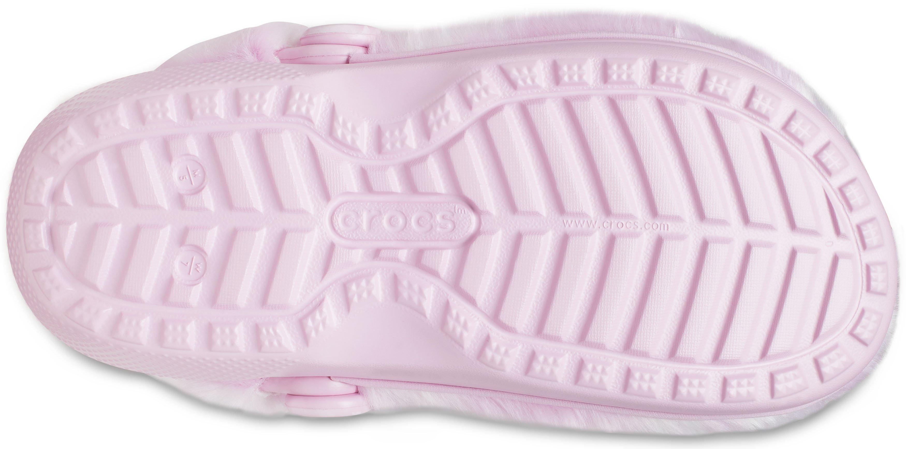 classic fur sure crocs pink