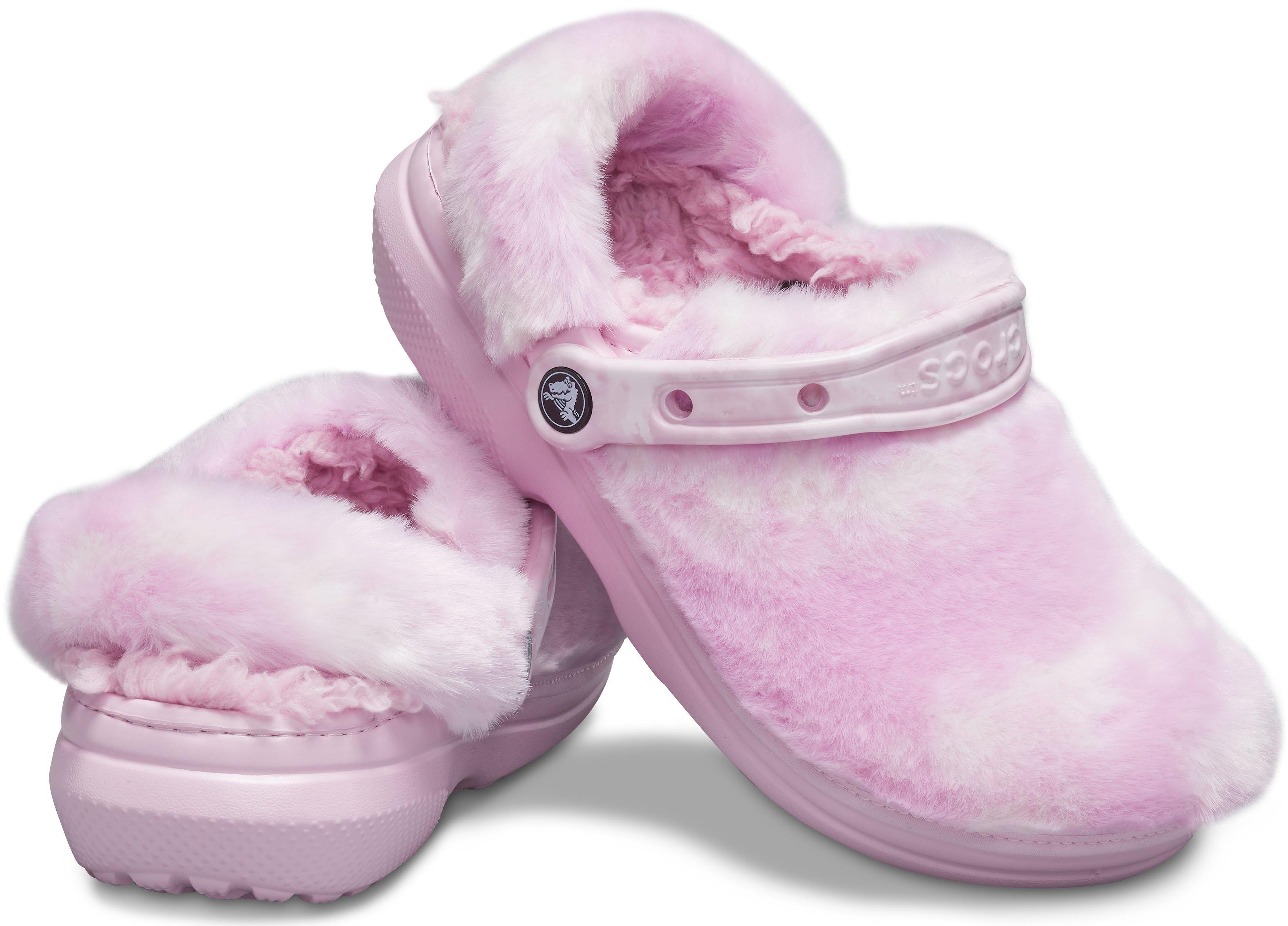 classic fur sure crocs pink