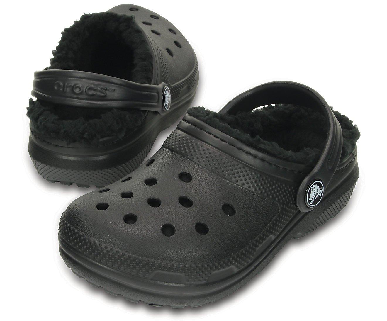 Crocs Classic Lined "Black" Preschool Kids' Clog - BLACK Thumbnail View 3
