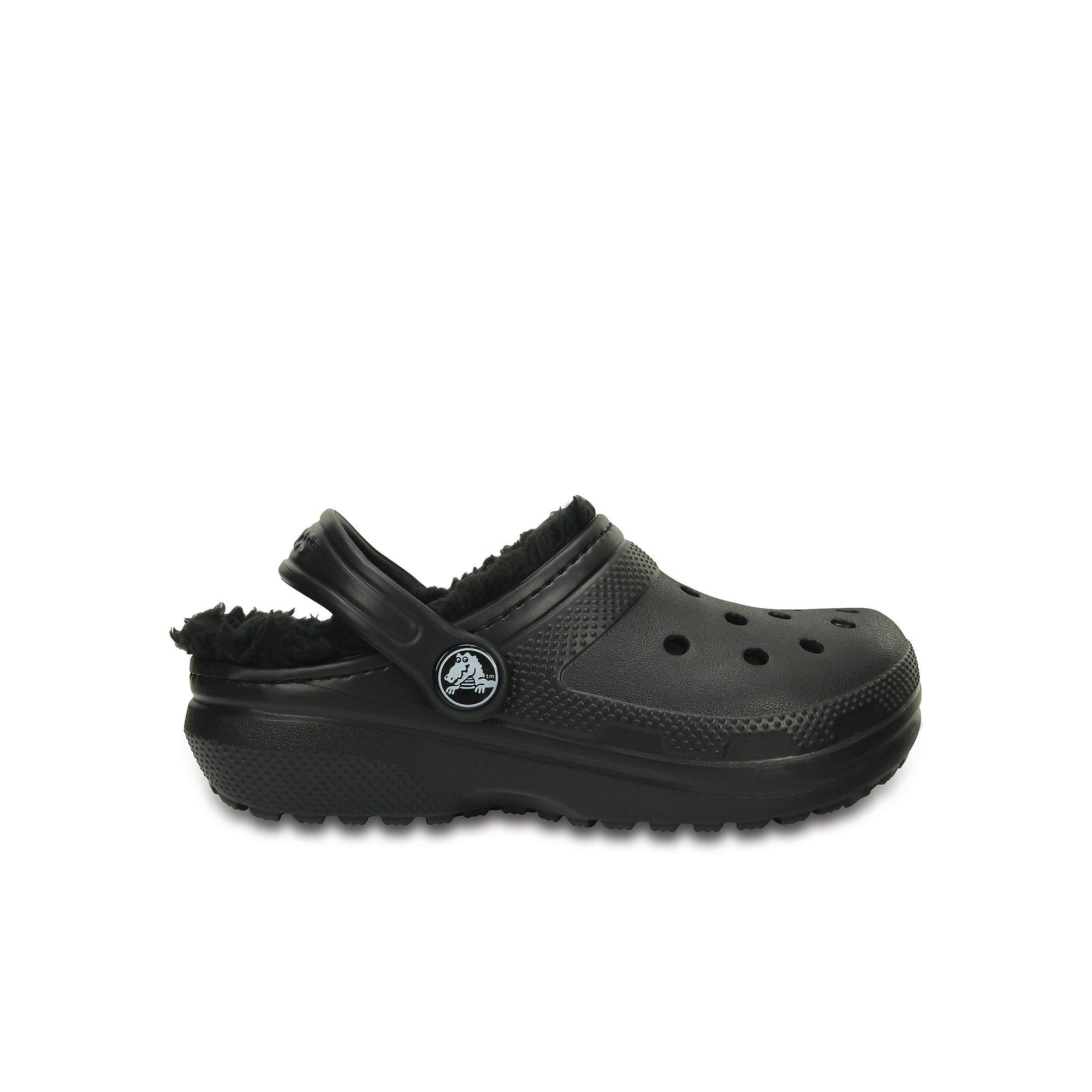 Crocs Classic Lined "Black" Preschool Kids' Clog - BLACK Thumbnail View 1
