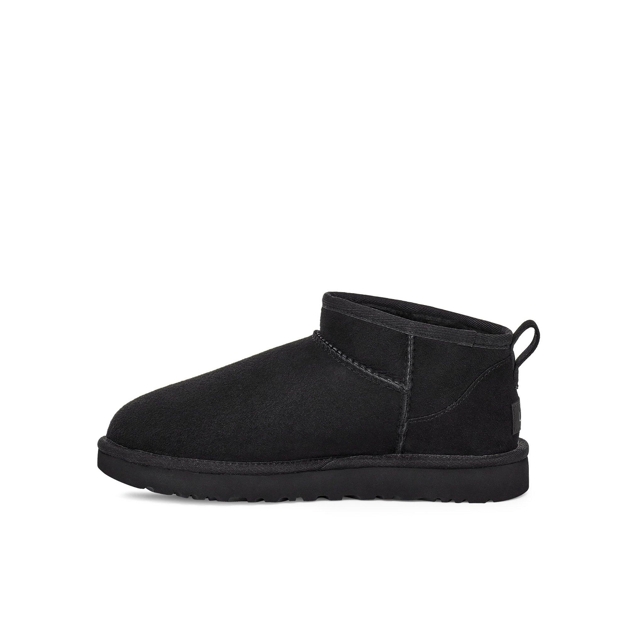 UGG Classic Ultra Mini Leather Ankle Boots - Black
