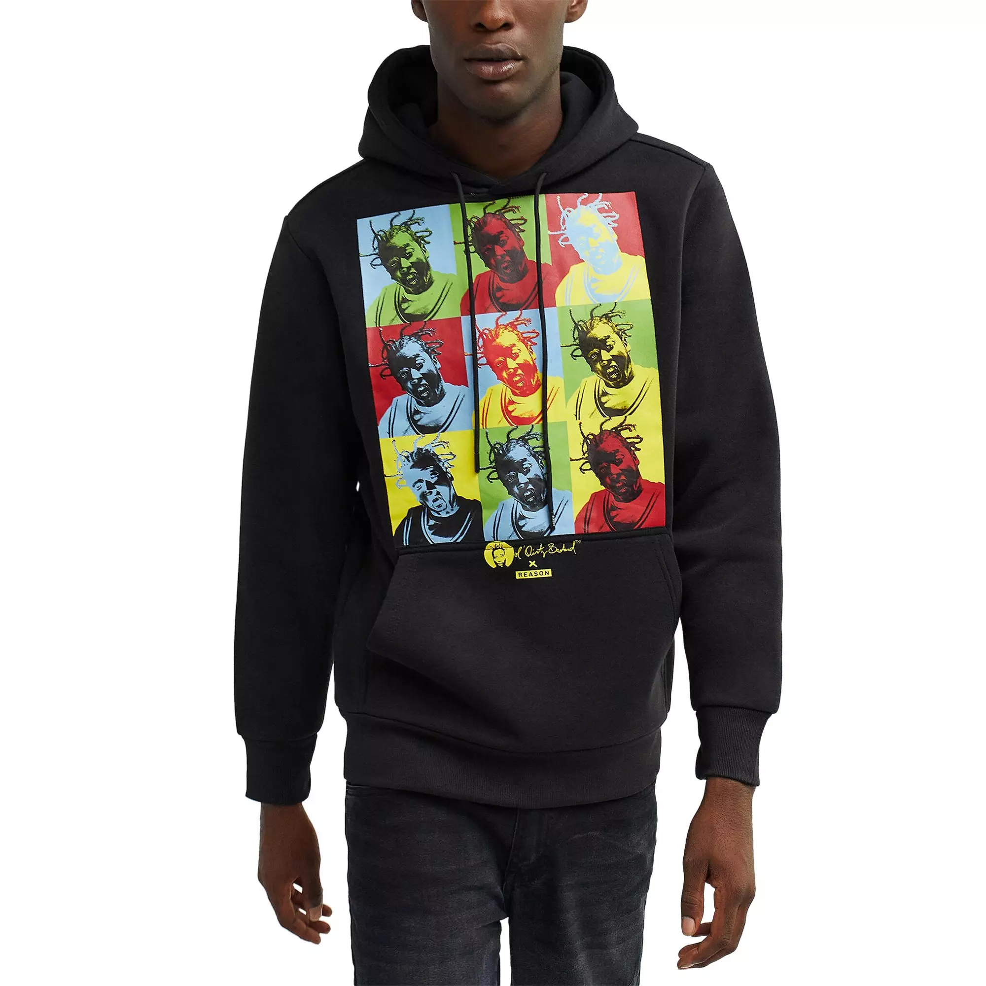Reason Men's ODB Front Print Washed Hoodie - Black - BLACK